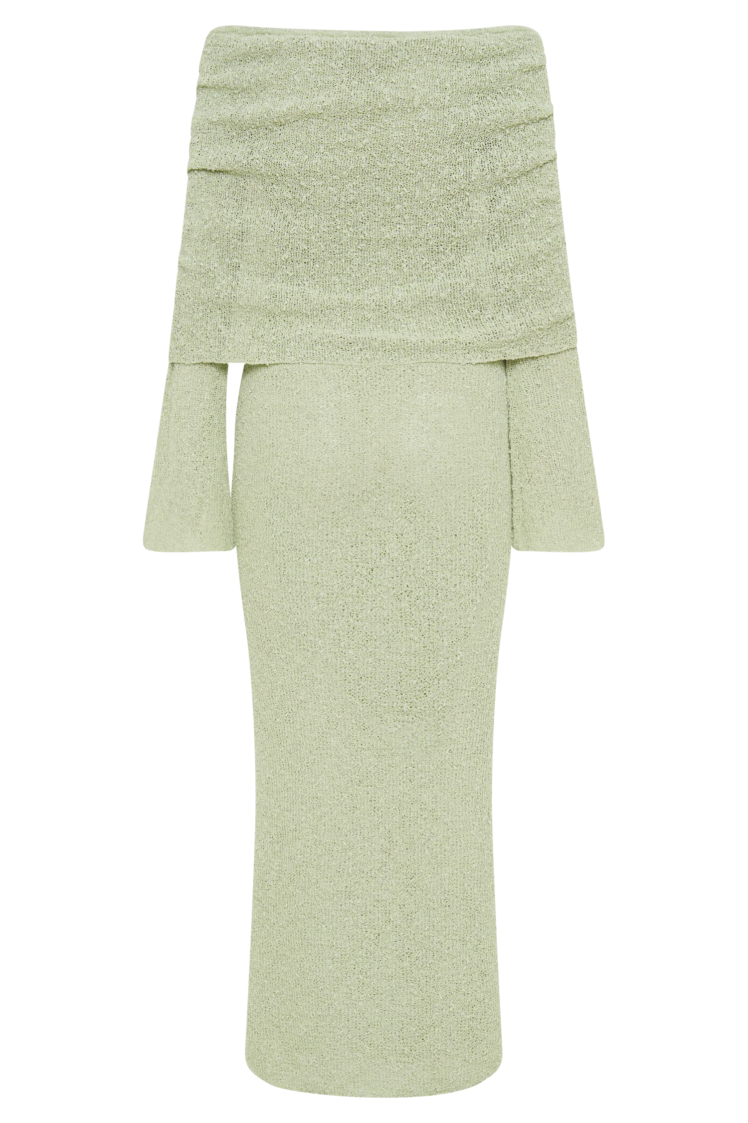 Marisol Off Shoulder Boucle Maxi Dress - Pastel Green