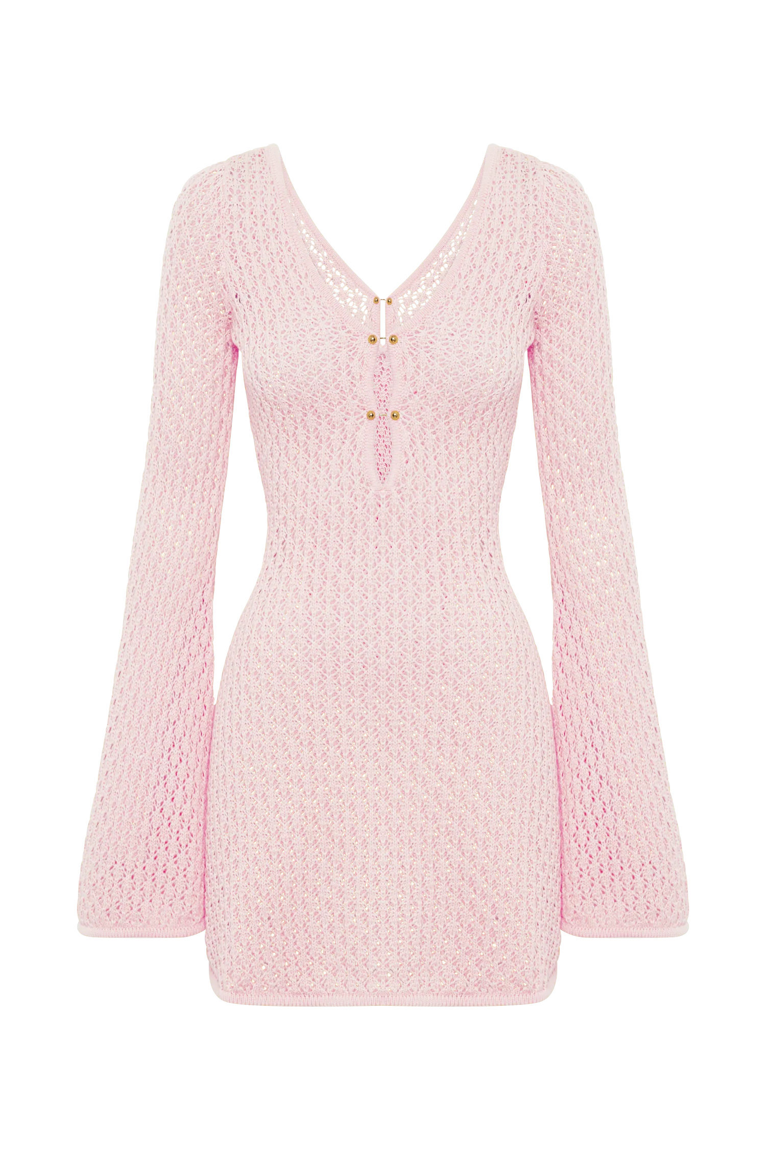 Kayleigh Crochet Knit Mini Dress - Rosewater