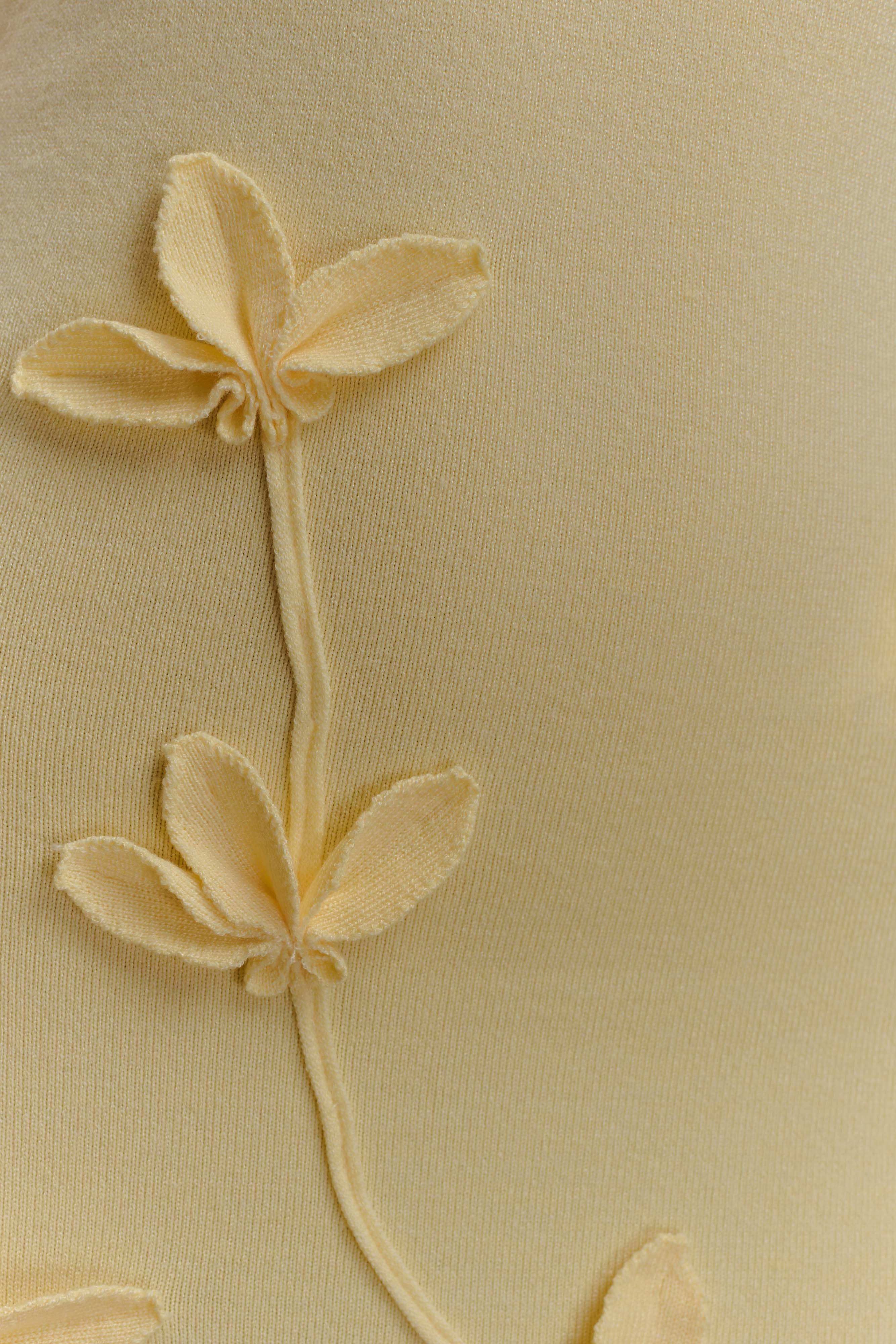 Wynn Floral Knit Midi Dress - Lemon