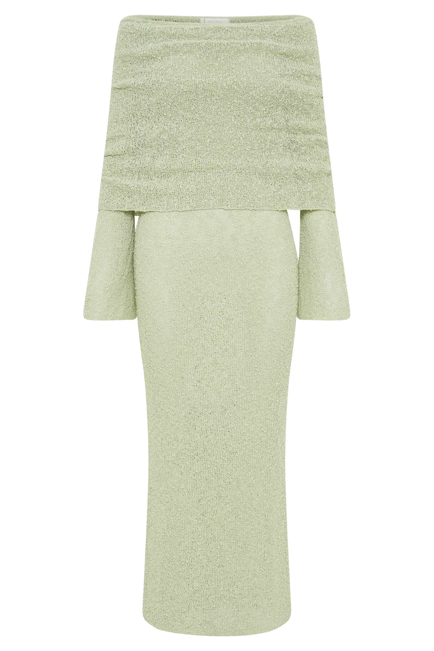 Marisol Off Shoulder Boucle Maxi Dress - Pastel Green