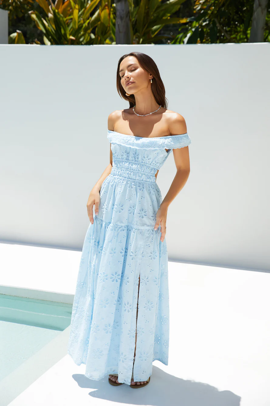 Lemon Blossom Maxi Dress Blue