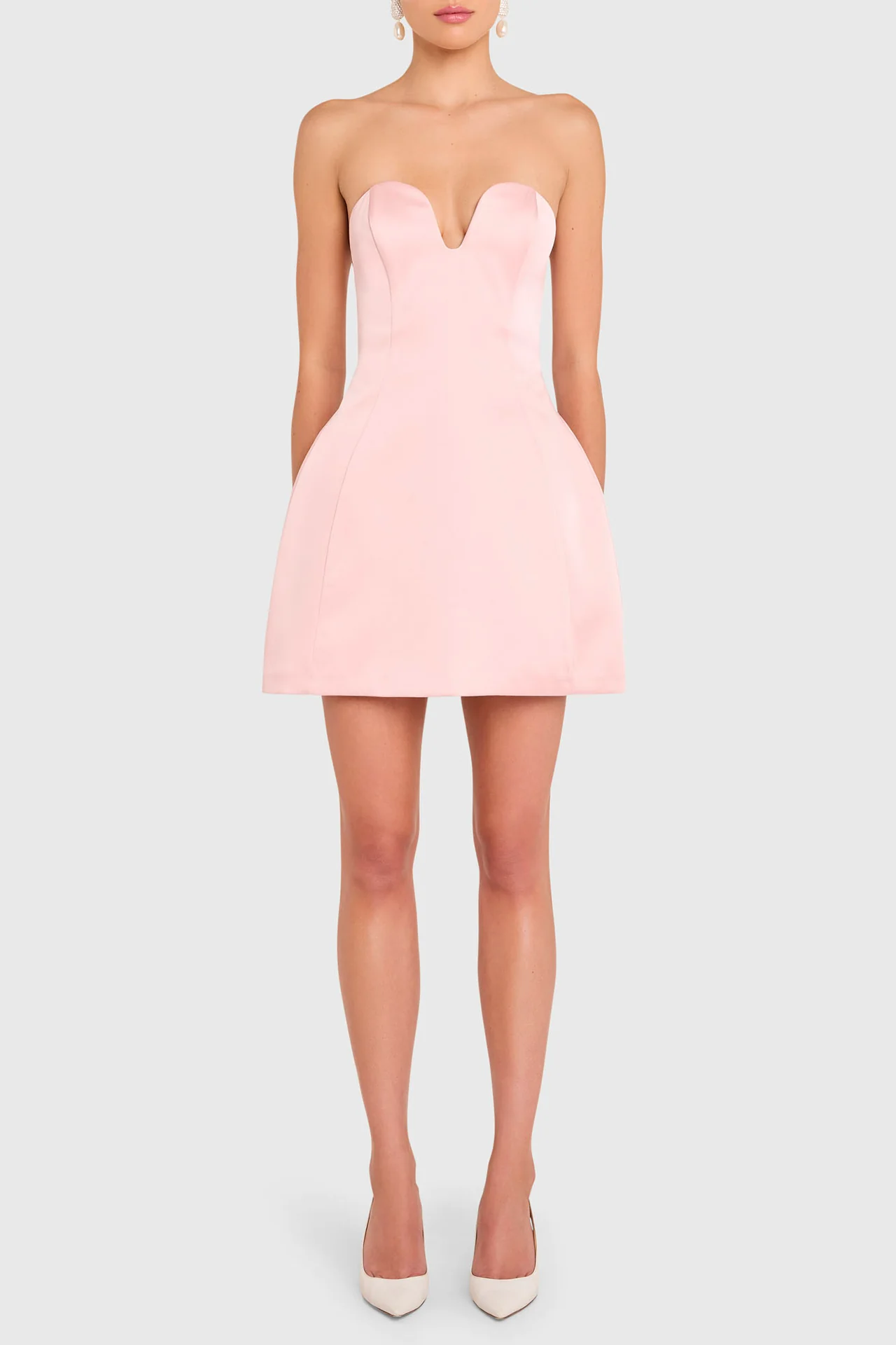 Dressed To Dazzle Strapless Satin Mini Dress Pink