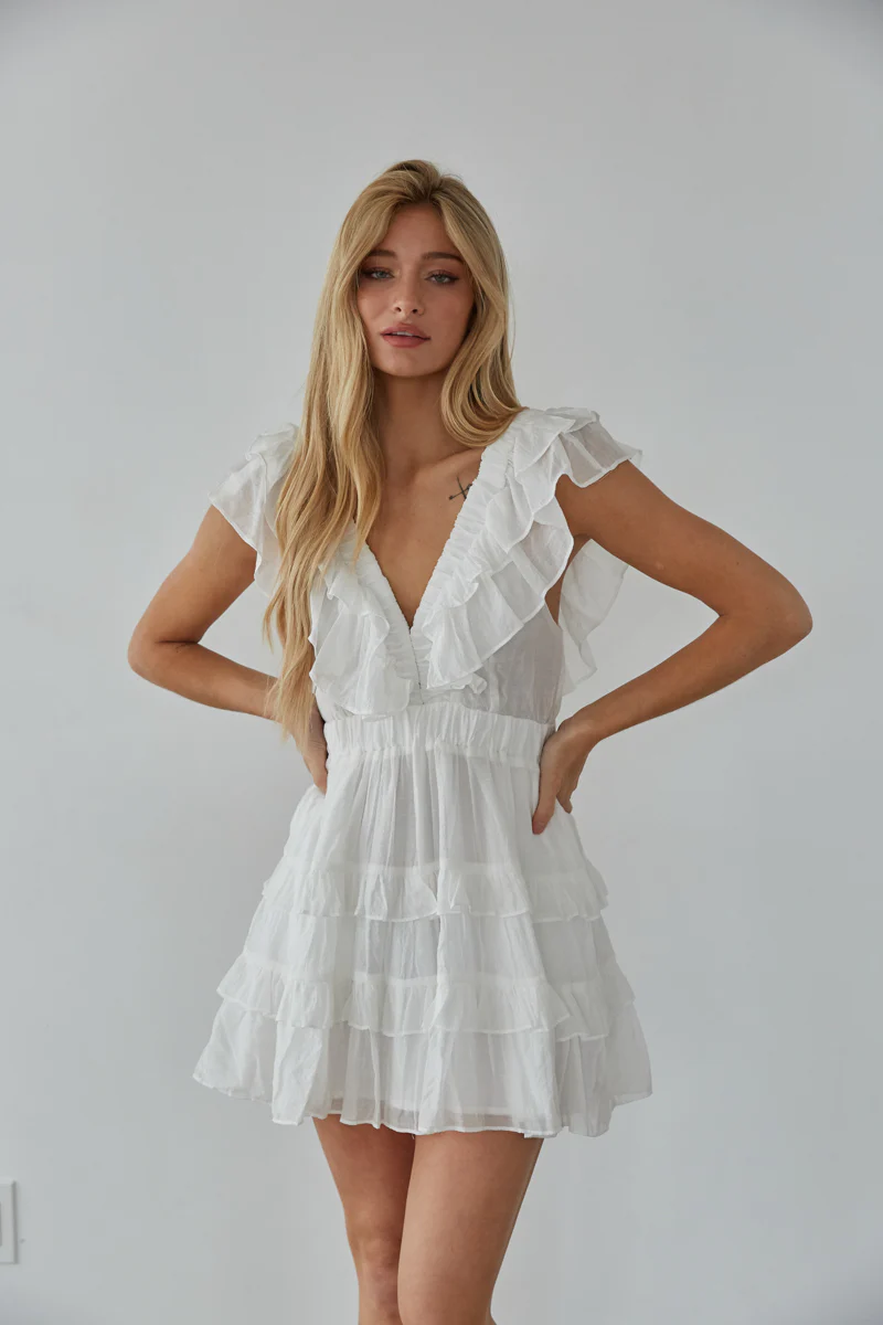 Xena Flutter Sleeve Mini Dress