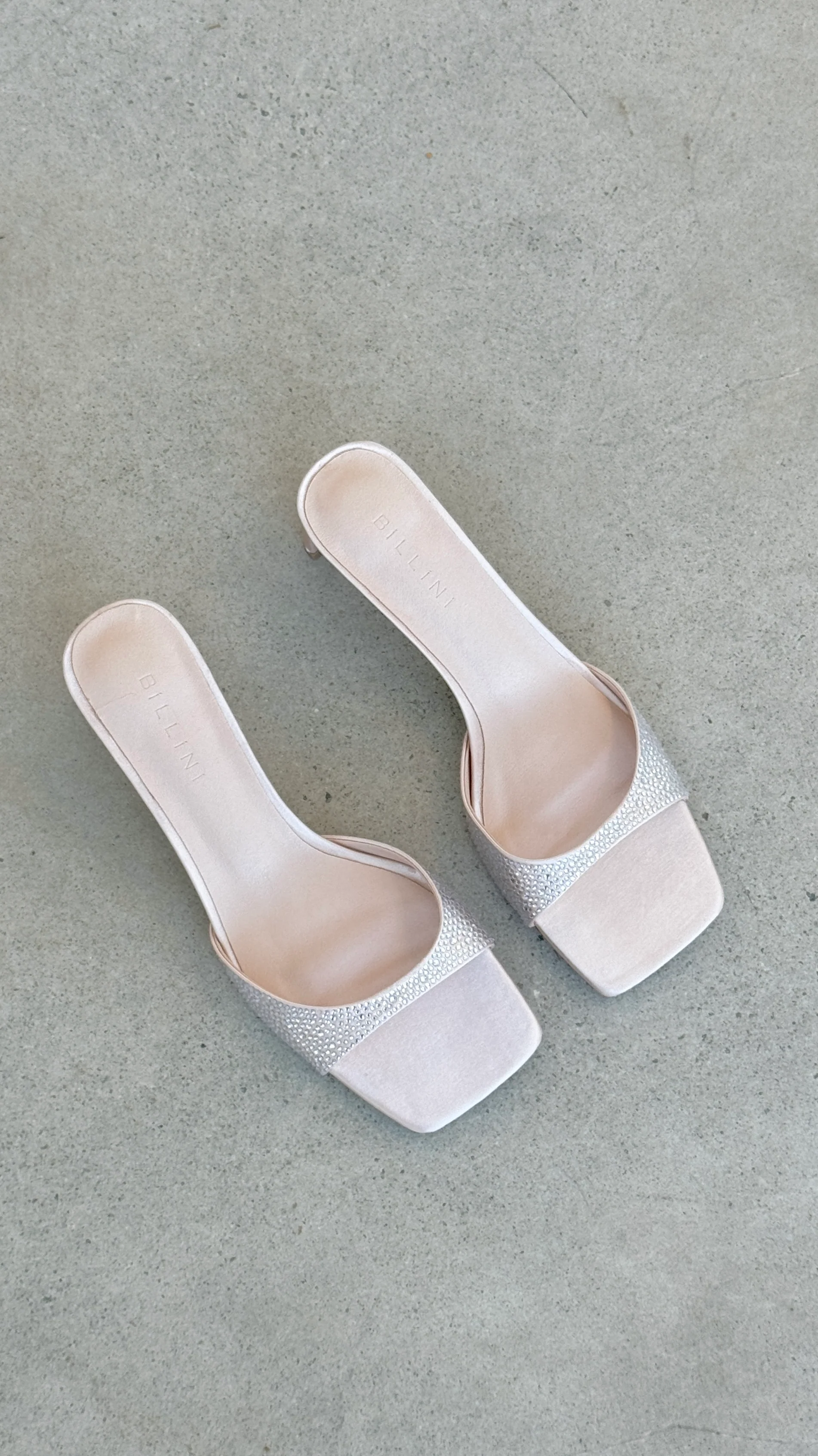 Yiri Heels - Champagne Satin Diamante