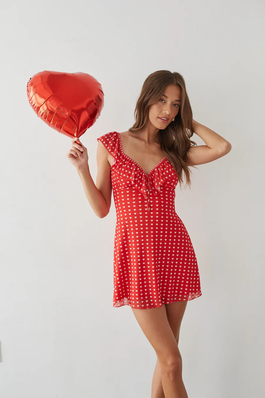 Enid Ruffle Sweetheart Heart Mini Dress