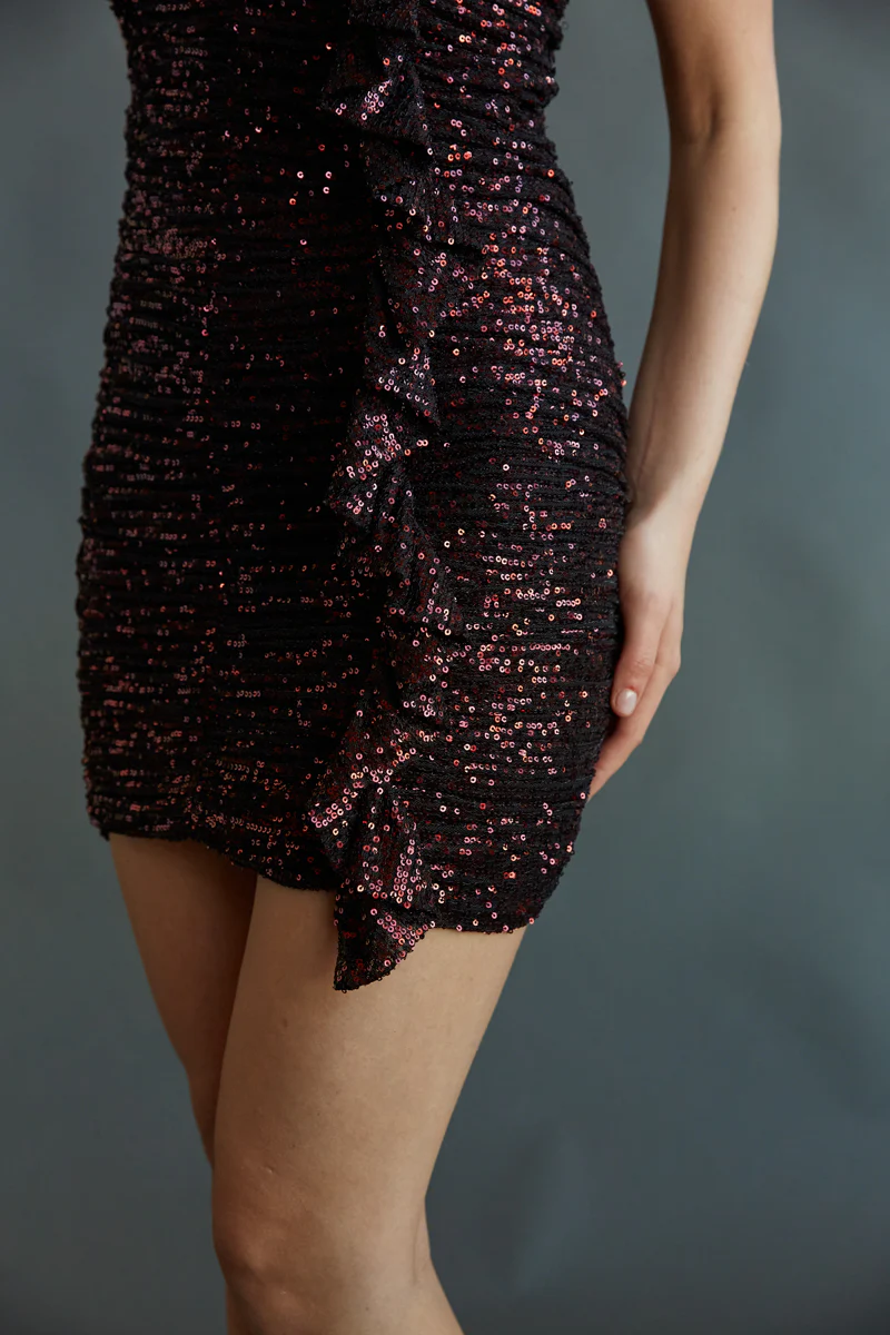 Veronica Strapless Ruched Sequin Bodycon Mini Dress