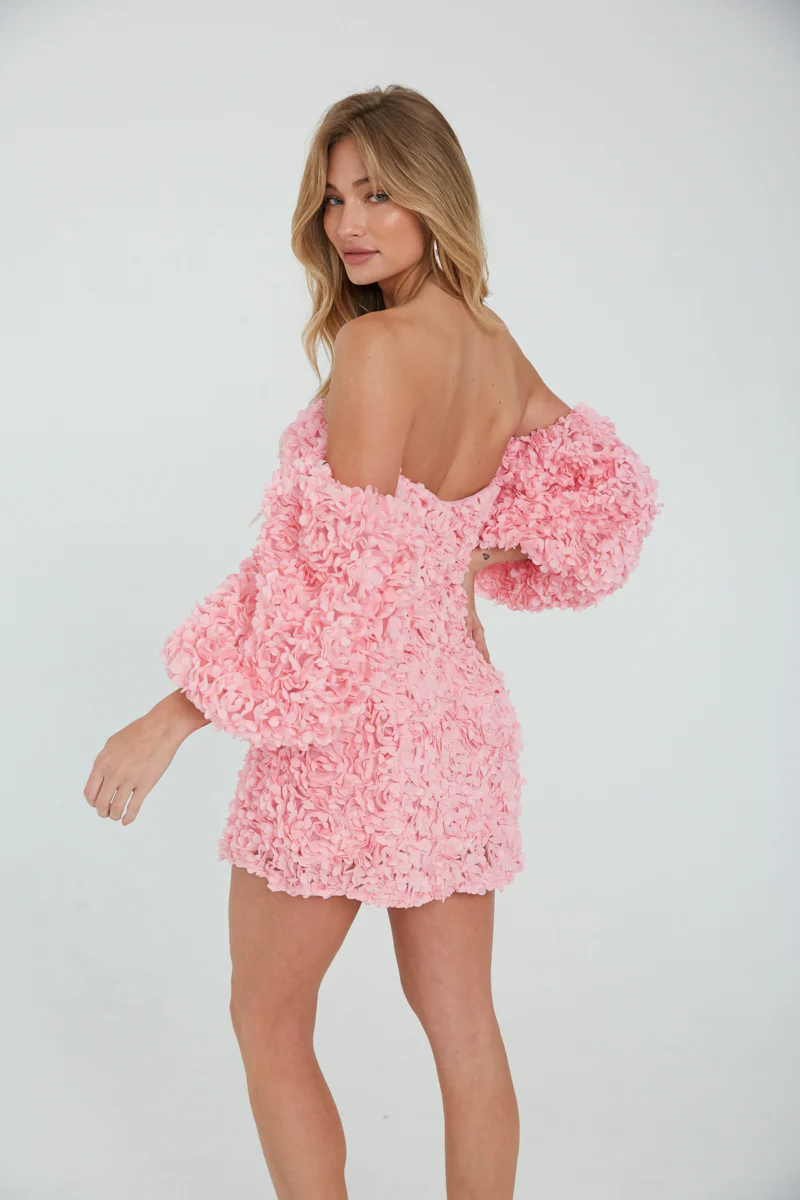 Maylie Flower Applique Mini Dress