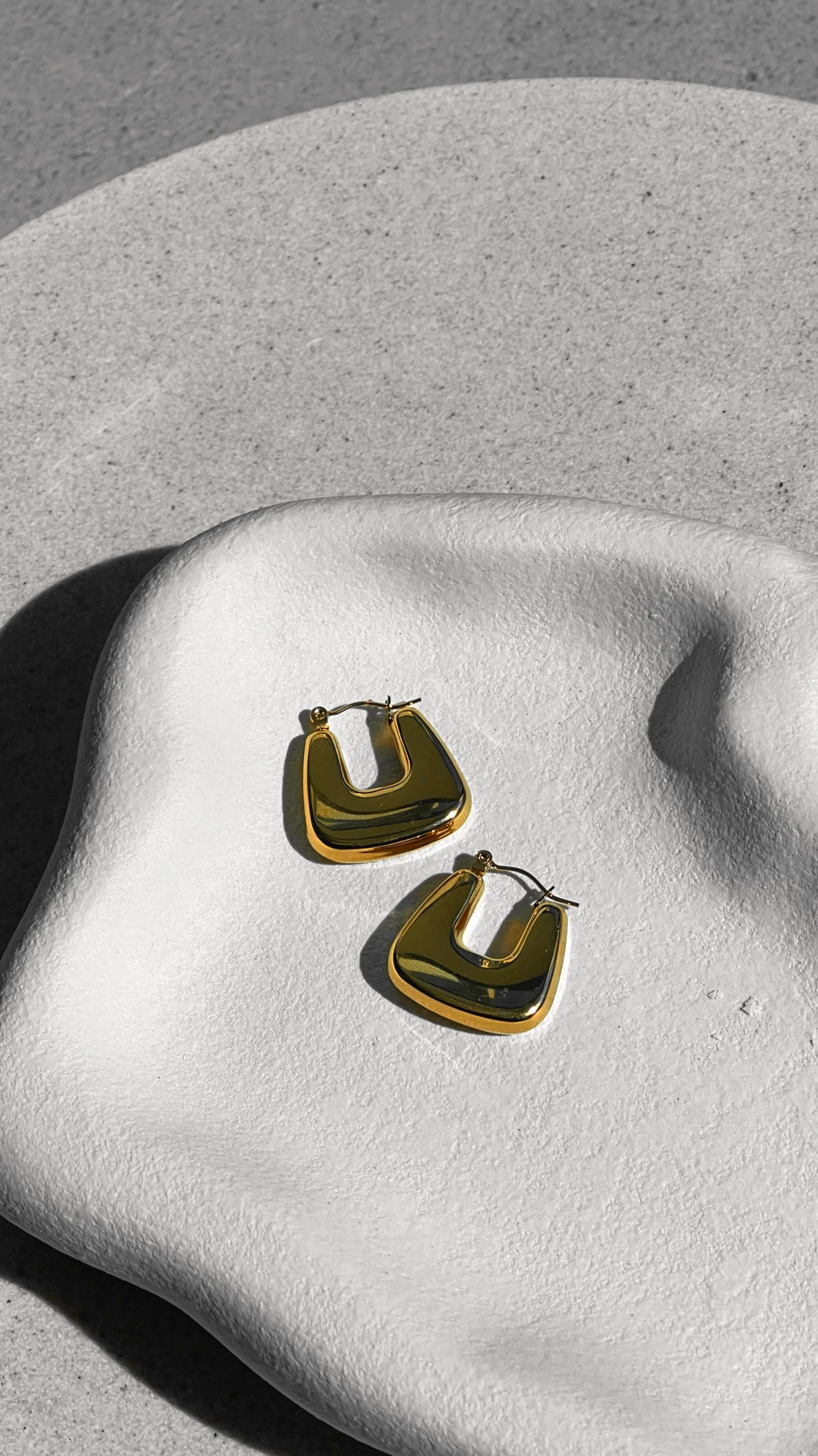 Square Crush Gold Plated Earrings - Gold