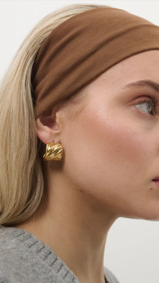 Vera Textured 18K Gold Plated Earrings - Gold