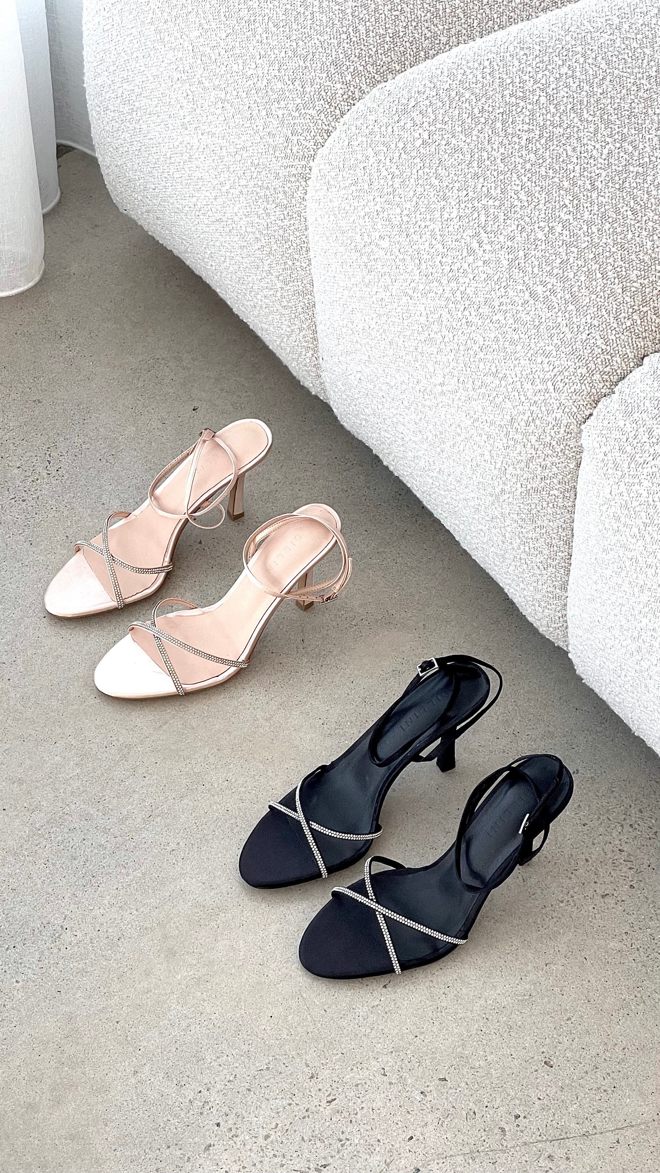 Vixin Heels - Champagne Satin Diamante