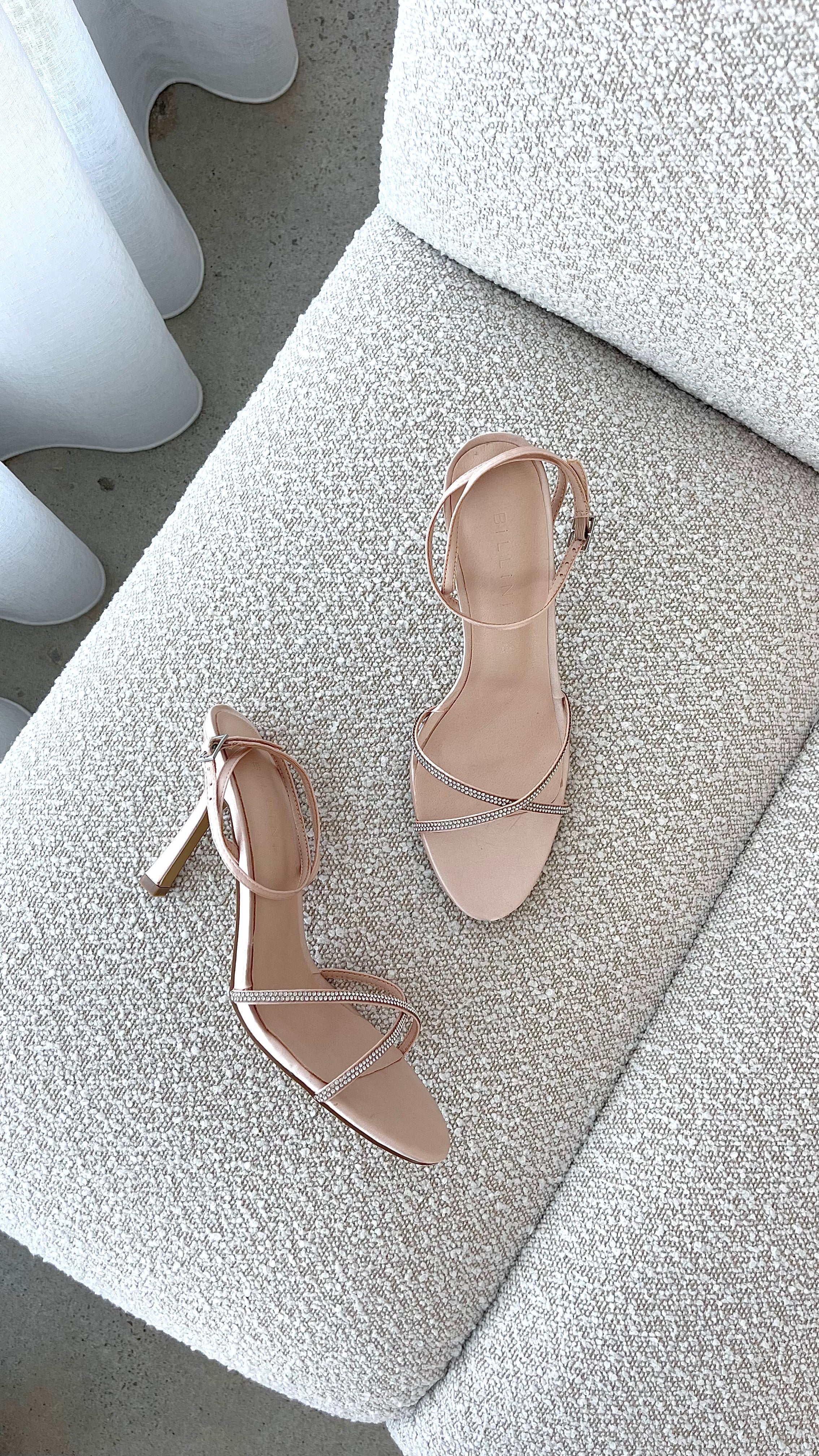 Vixin Heels - Champagne Satin Diamante