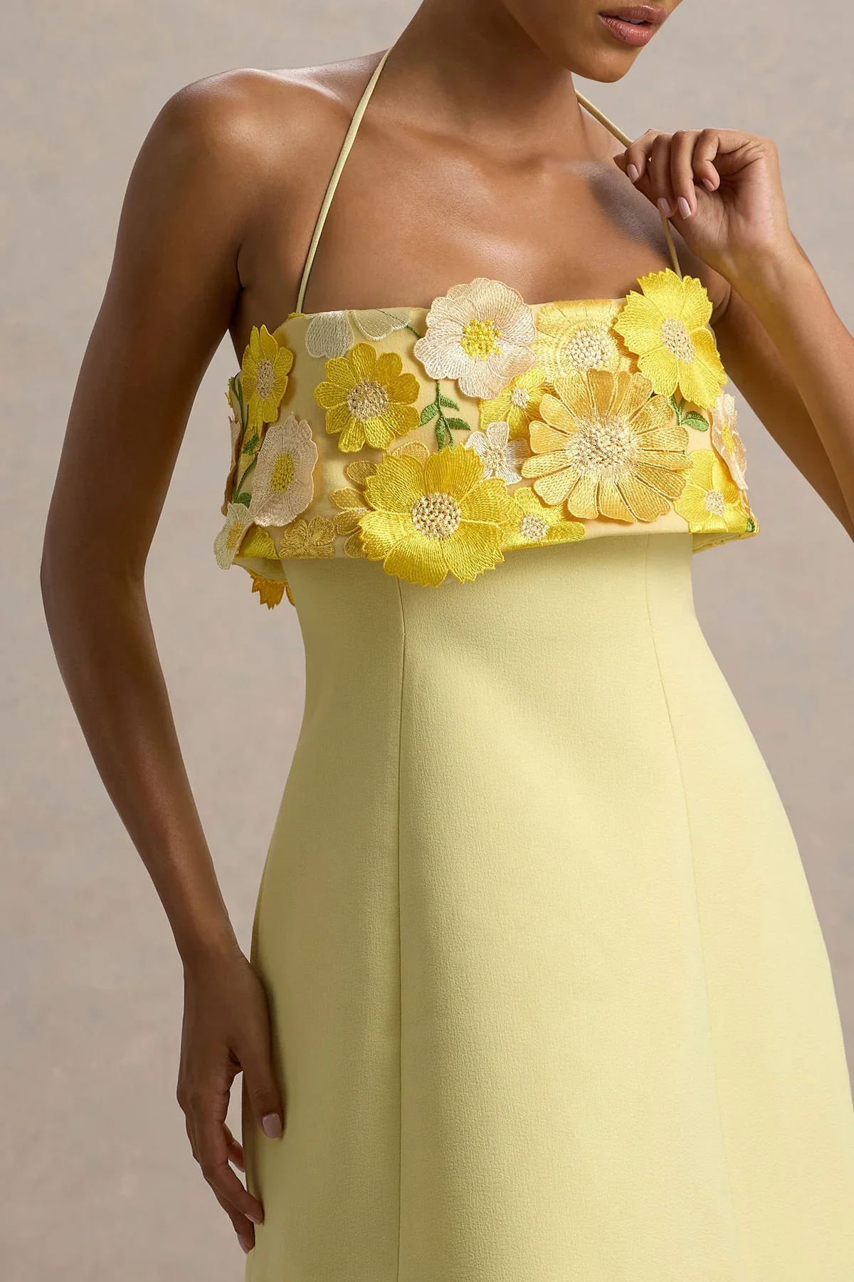Lemon Floral Bandeau Micro-Mini Dress