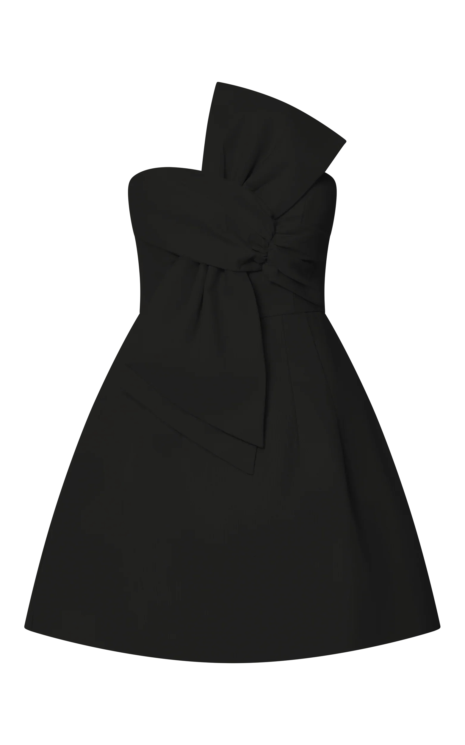 Chika Mini Dress Linen Strapless Front Bow Dress in Black