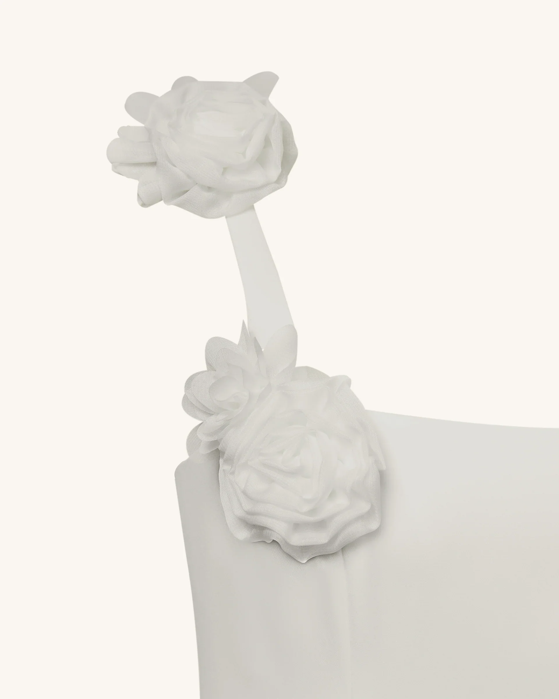 Elaina White Rosette Applique Mini Dress - White