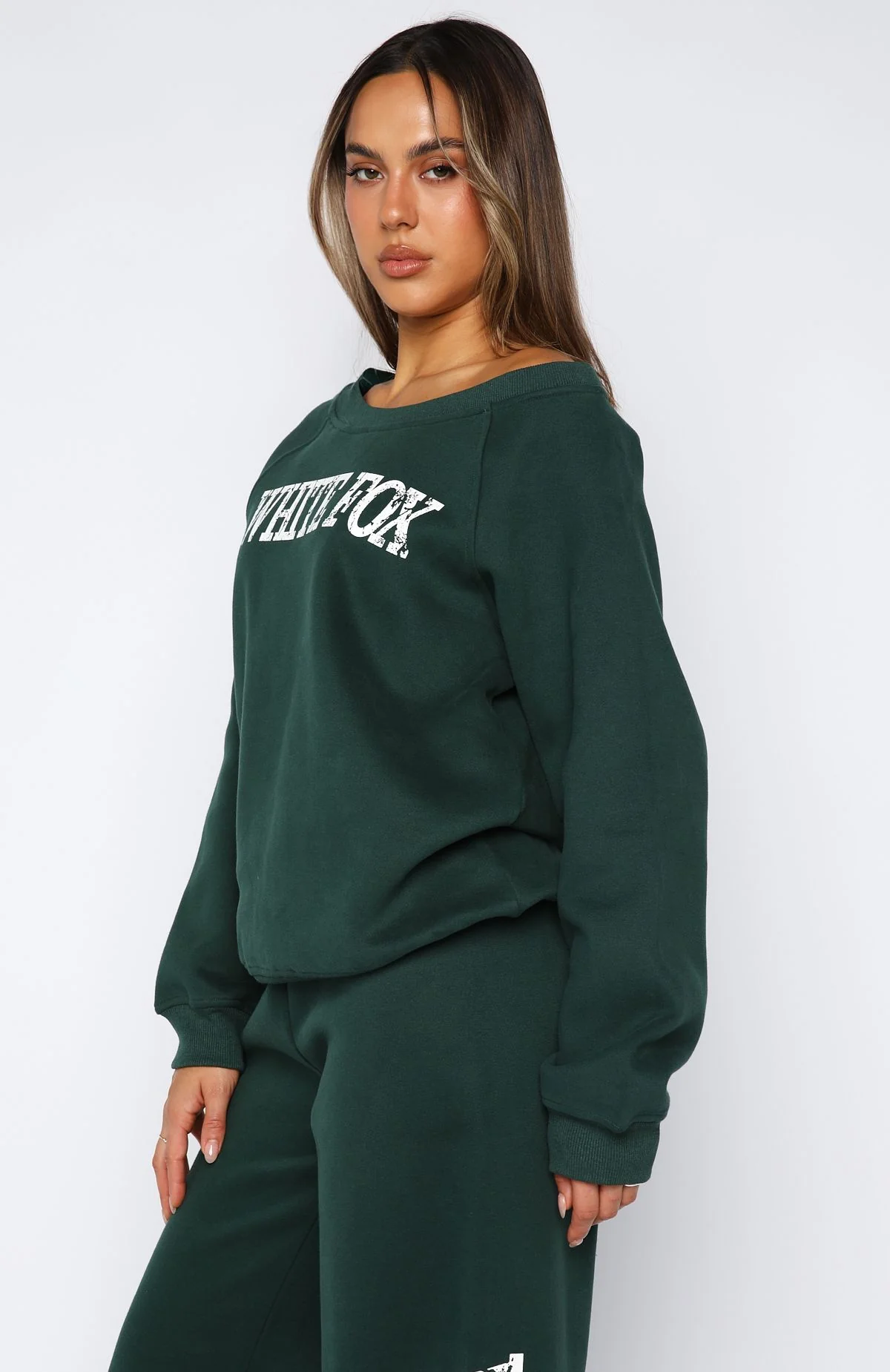 Brand New Start Off Shoulder Sweater Forest Green