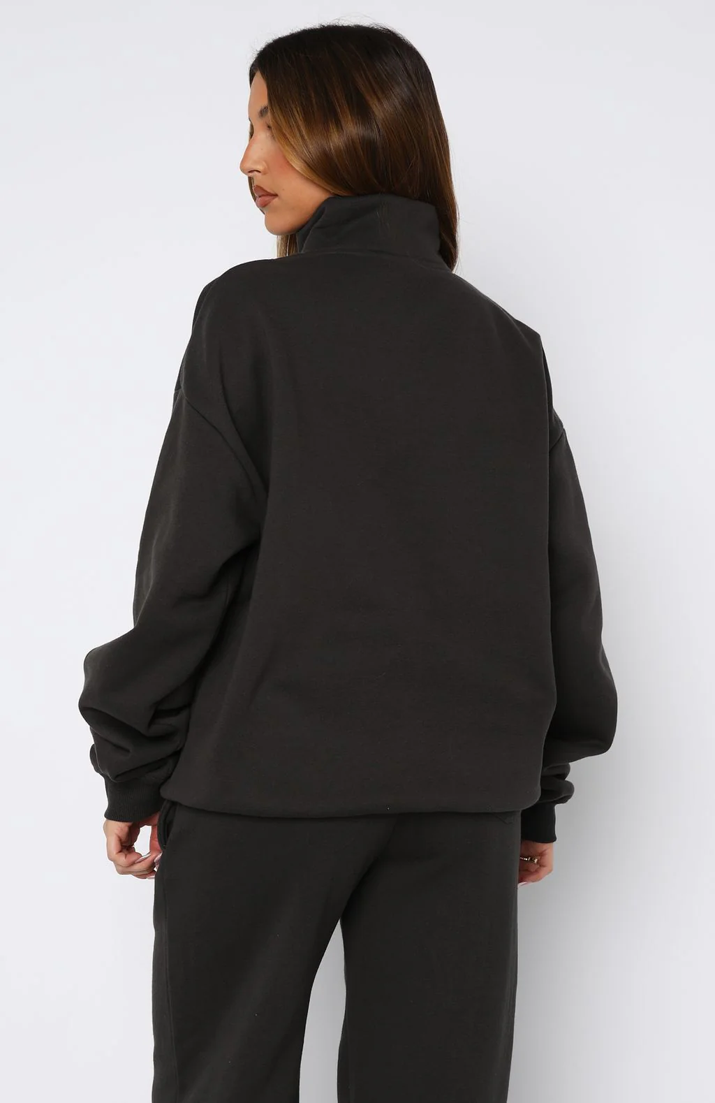 Match Your Words Zip Front Sweater Charcoal