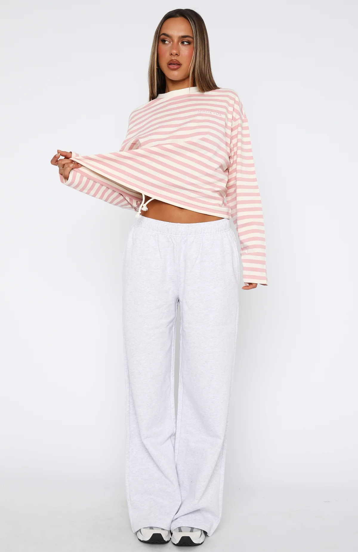 Give It A Rest Wide Leg Sweatpants Grey Marle