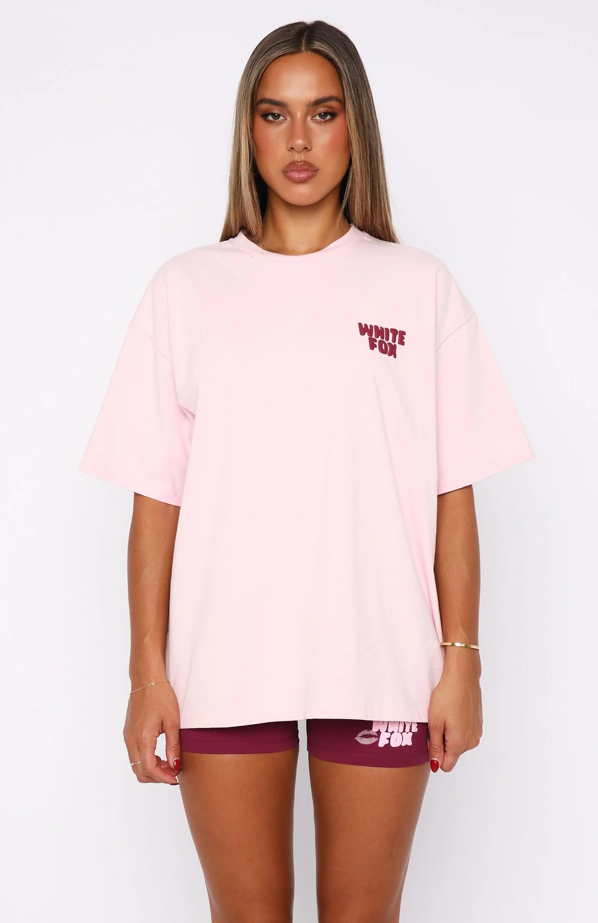 11th Street City Girl At Heart Oversized Tee Strawberry Whip