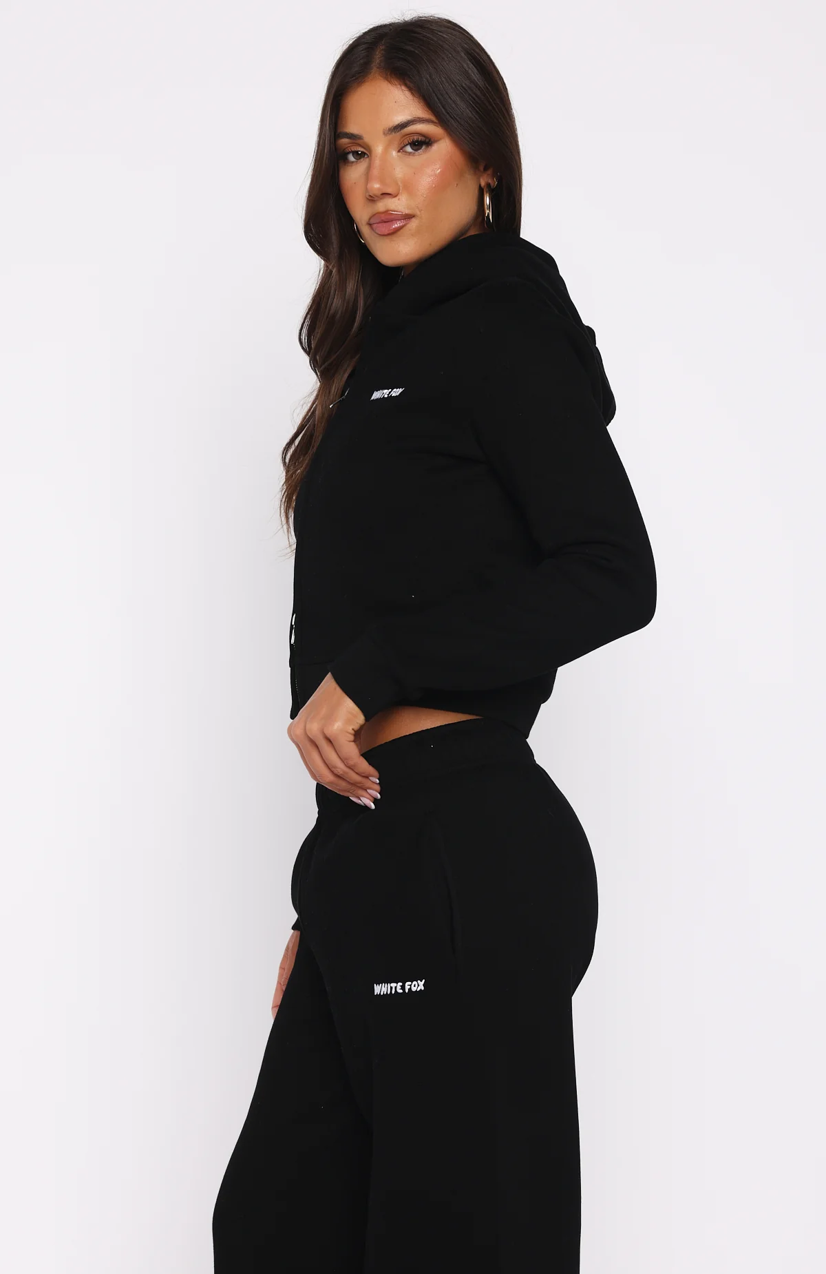 Comfy And Cute Slim Zip Front Hoodie Black