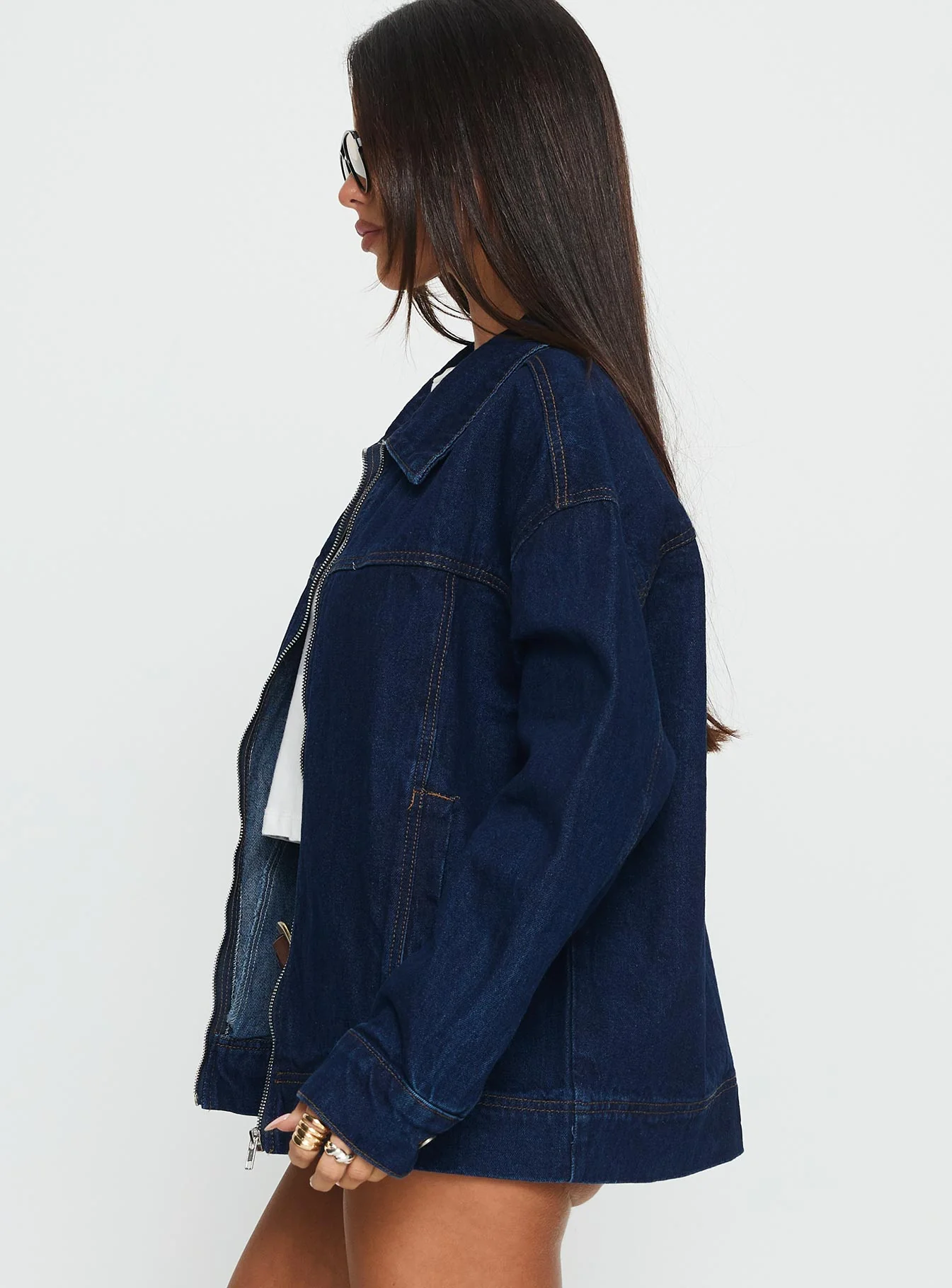 Goldsmith Denim Bomber Jacket Dark Wash