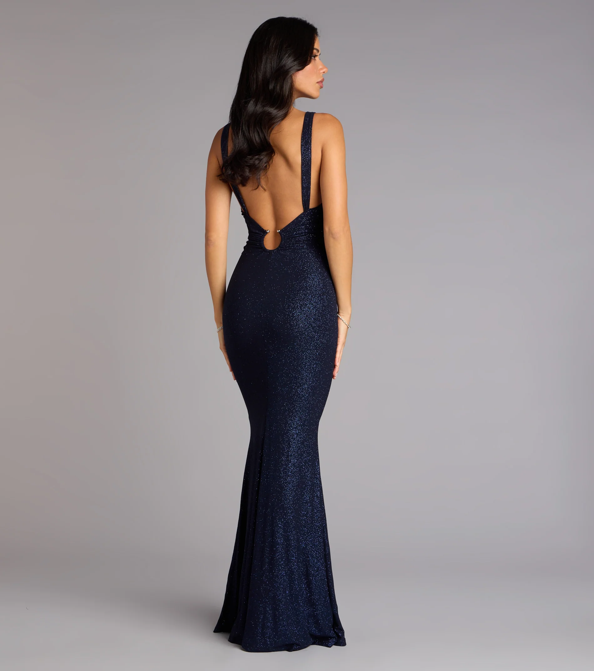Bailey Glitter Low Back Mermaid Formal Dress