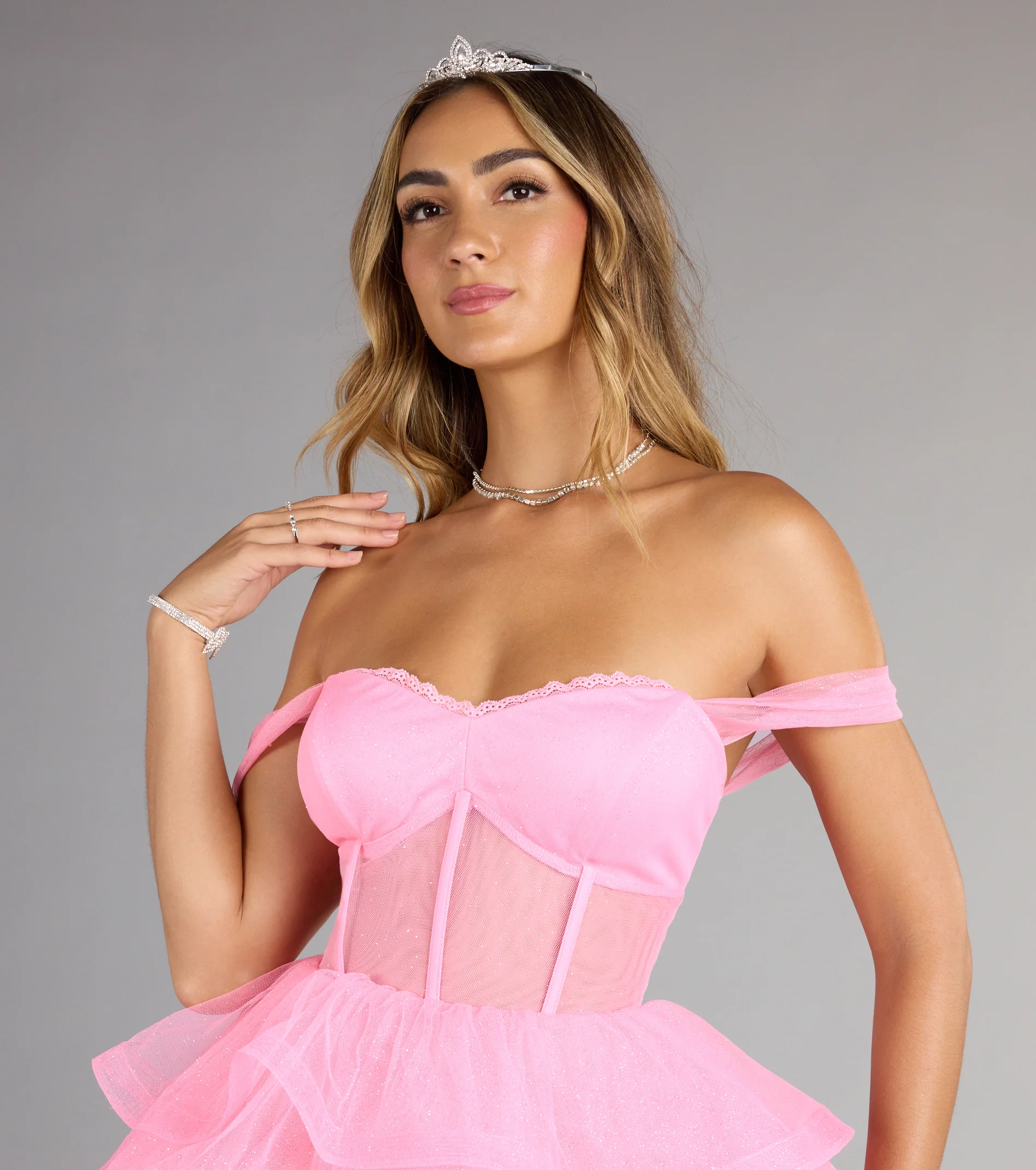 Enchanted Sparkle Glitter Tulle Ruffled Romper
