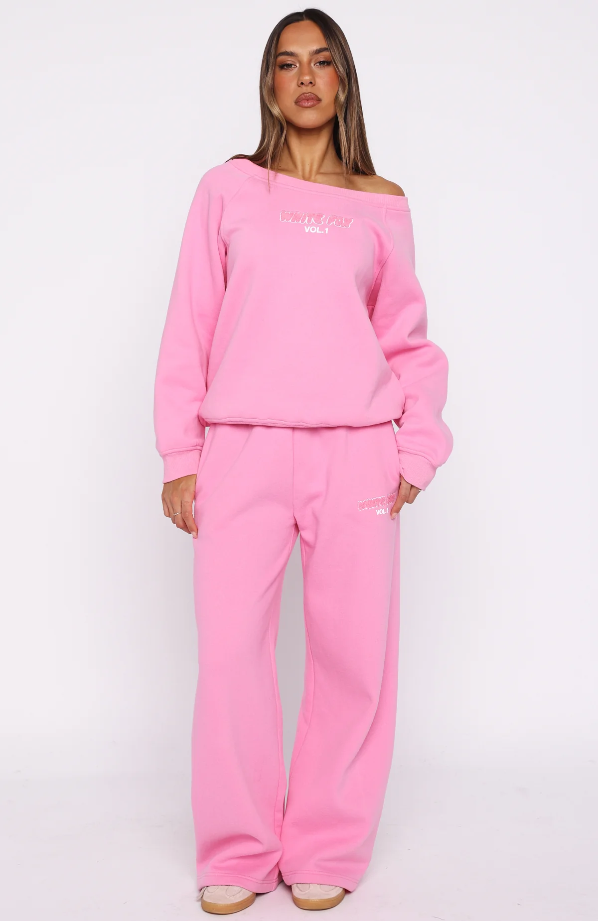 Vol. 1 Off Shoulder Sweater Bubblegum