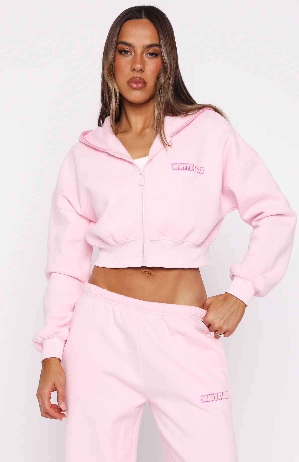 Vol. 1 Cropped Zip Front Hoodie Posy