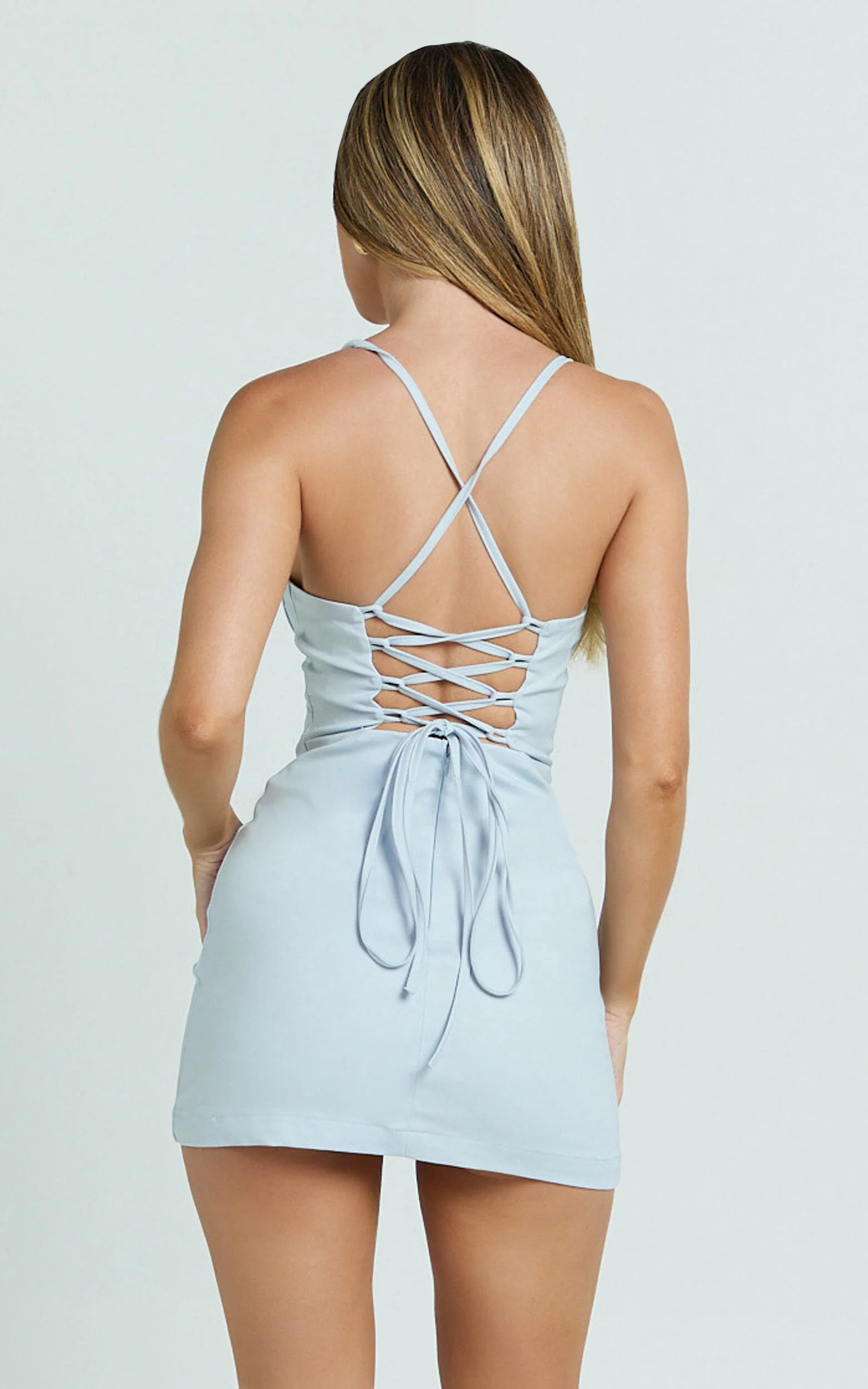 Sweetheart Bust Fitted Mini Dress in Blue