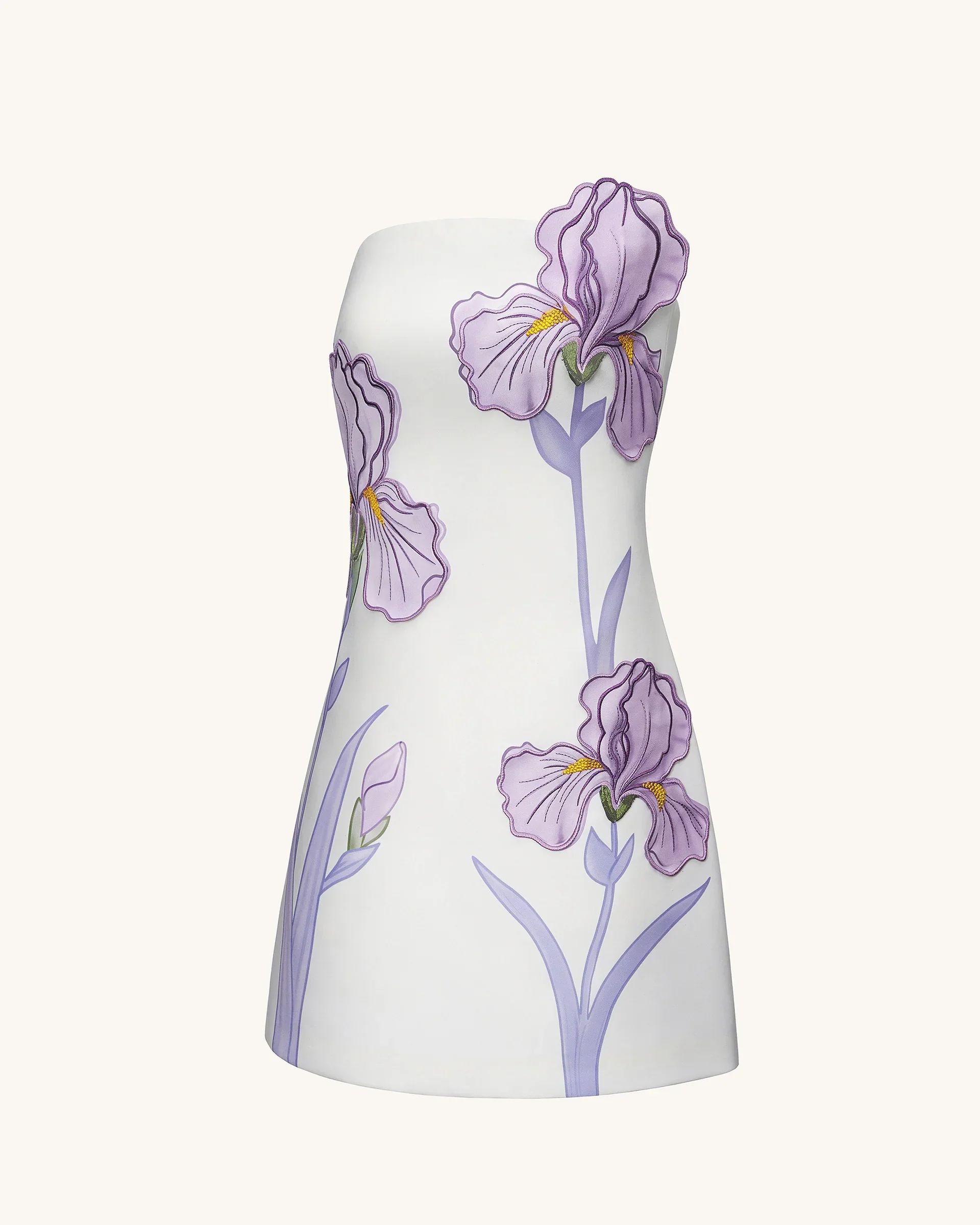 Slipper Orchid Appliqué Mini Dress - White