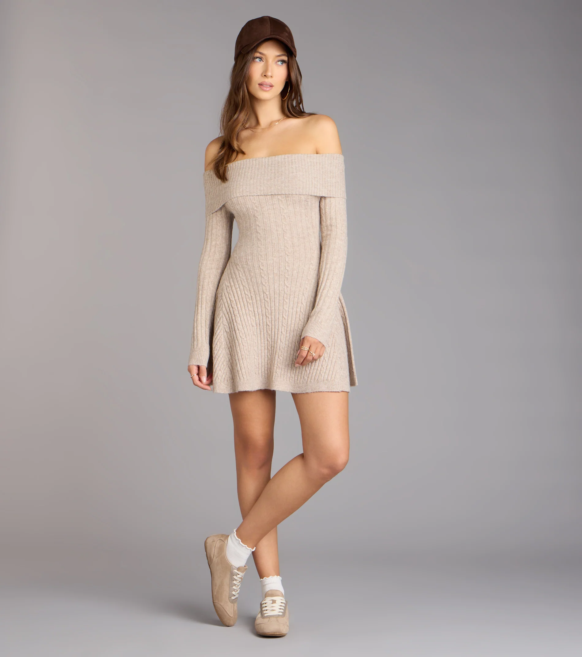 Wrapped Up Cute Off-The-Shoulder Dress