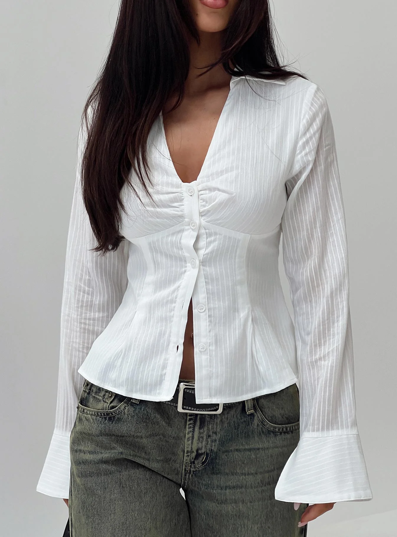 Elowenn Long Sleeve Top White