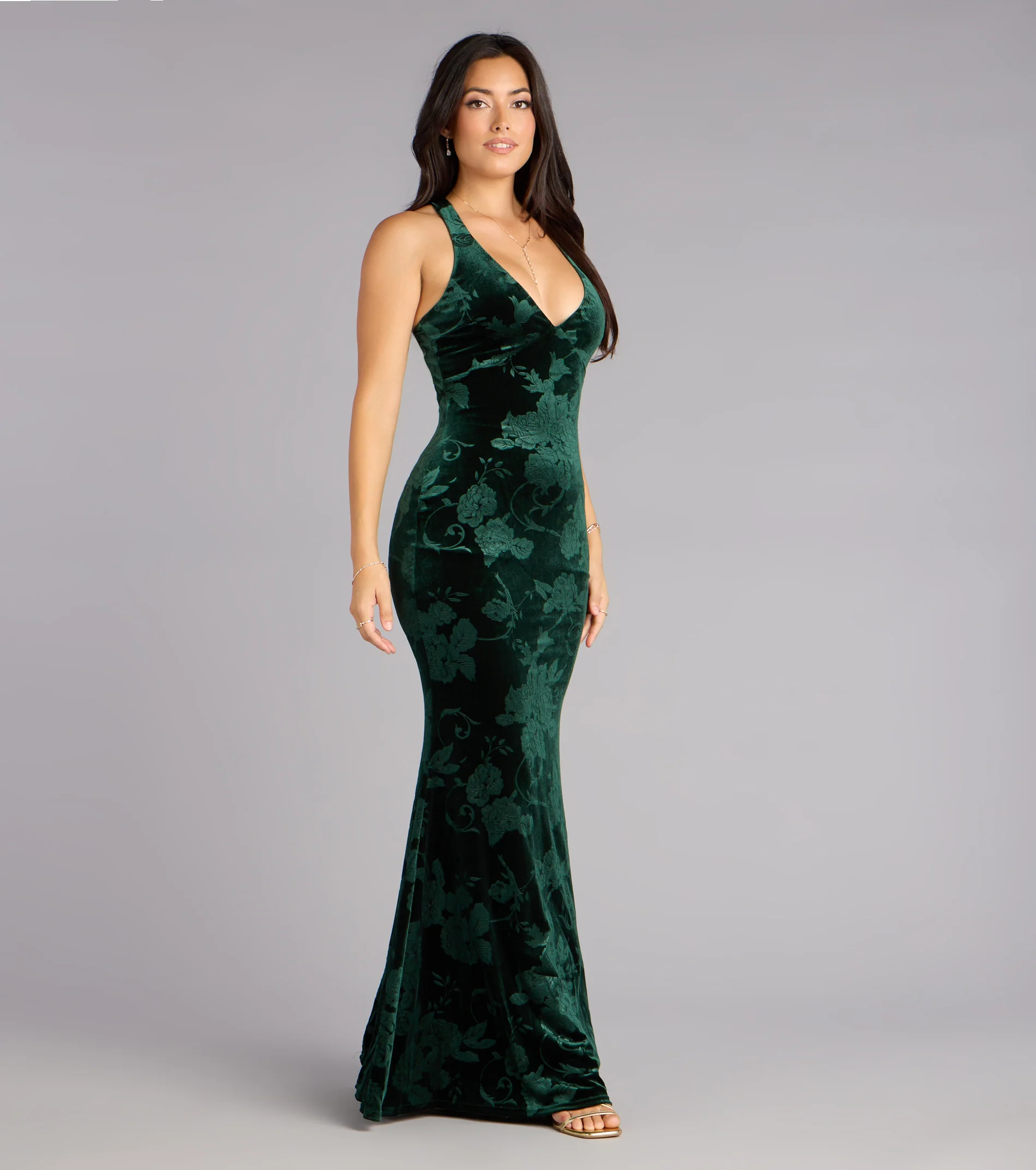 Miriam Floral Velvet Mermaid Formal Dress