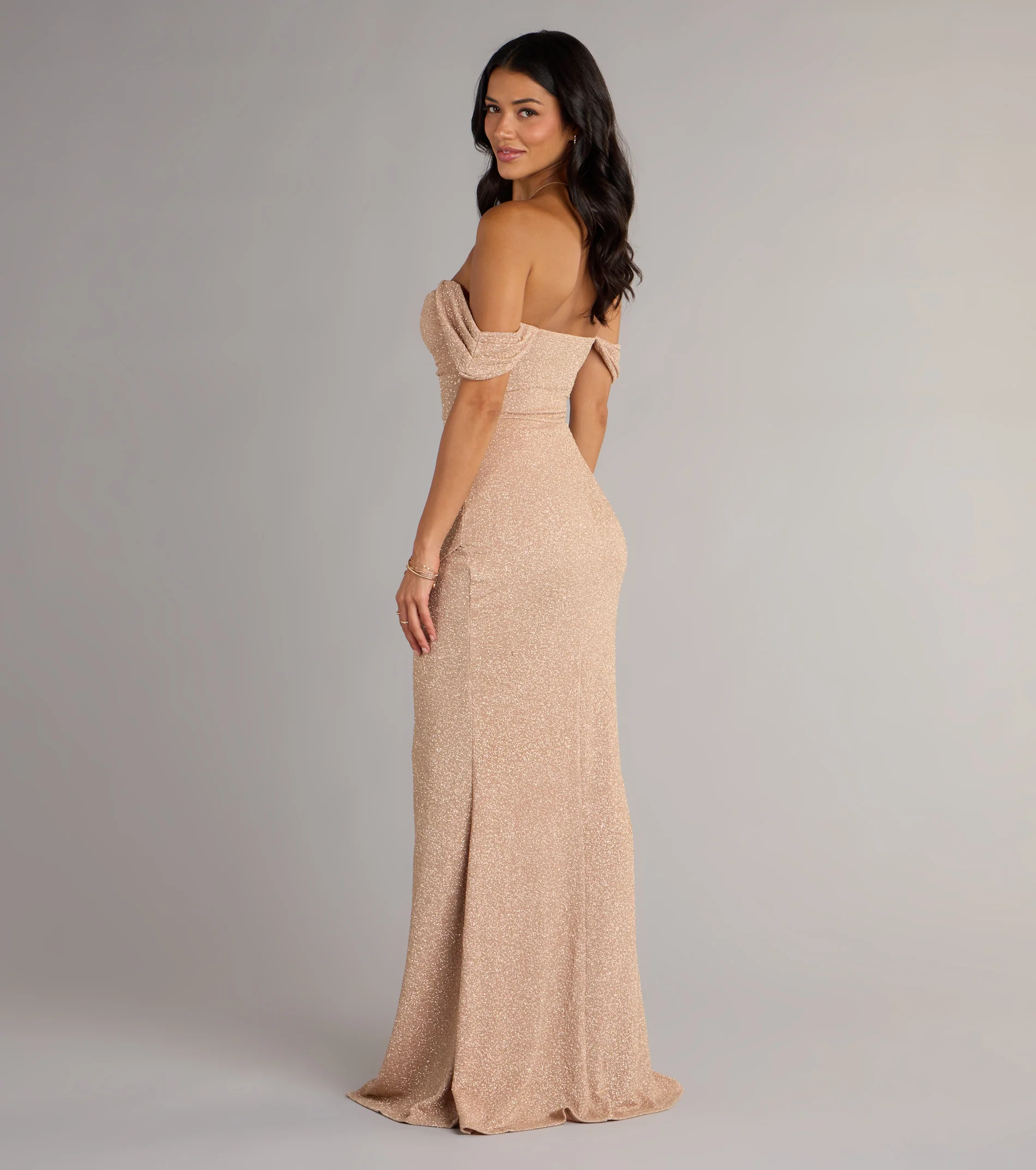 Airlie Formal Glitter Off-The-Shoulder Dress