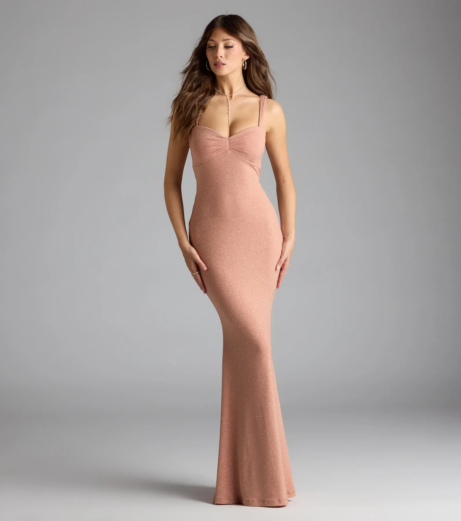 Halie Open Back Mermaid Glitter Formal Dress