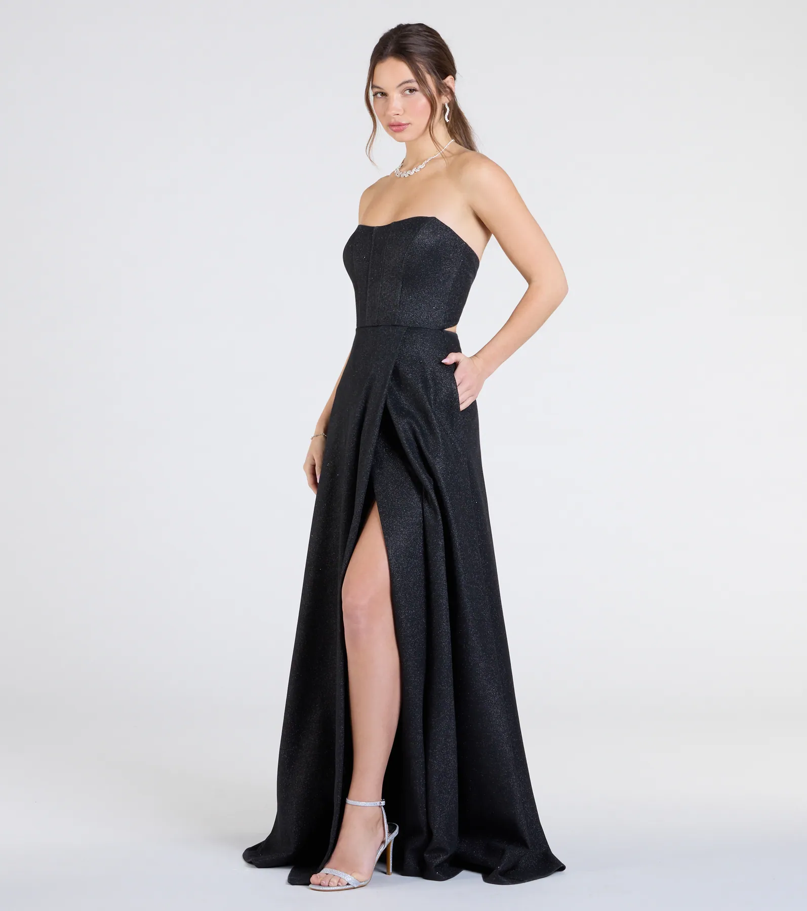 Charlotte Strapless Corset A-Line Glitter Formal Dress