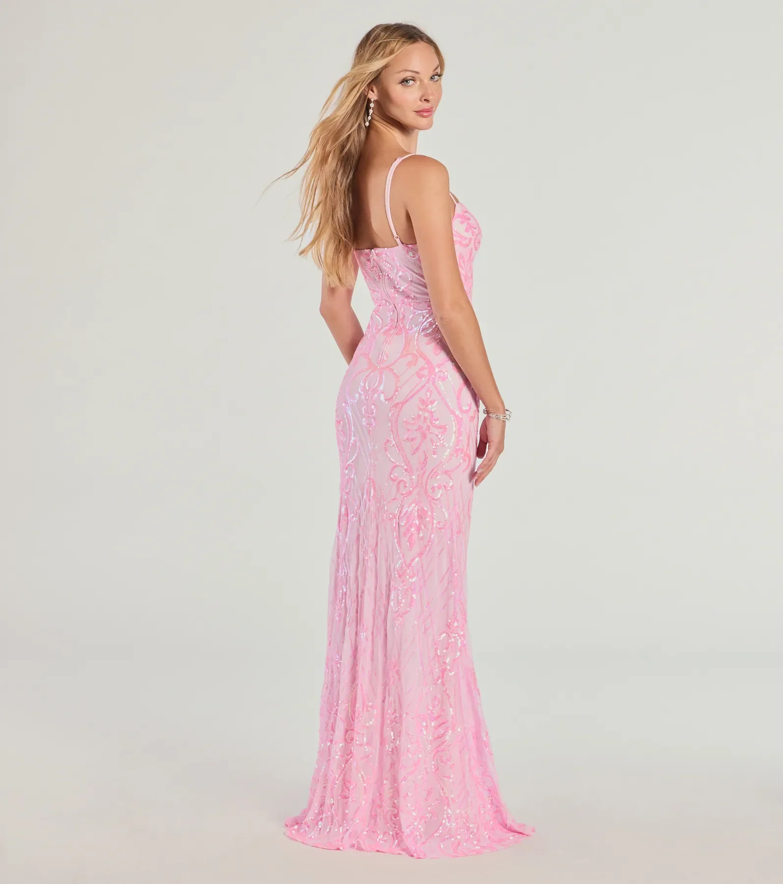 Tabitha Sleeveless Sequin Formal Column Dress