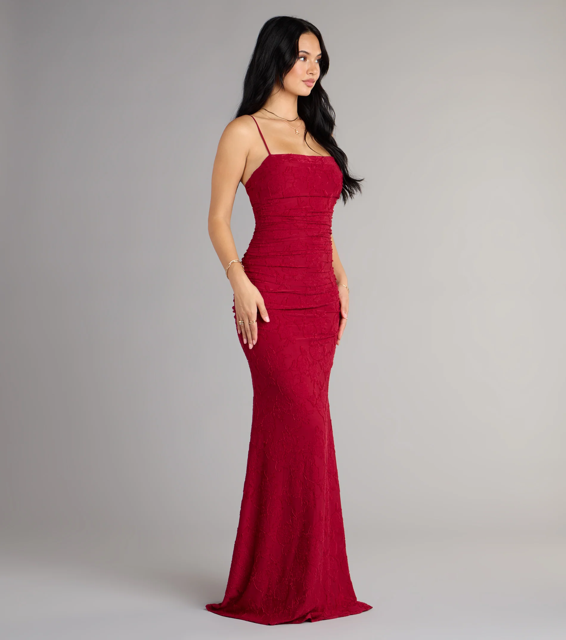 Alba Cowl Neck Mermaid Floral Formal Dress