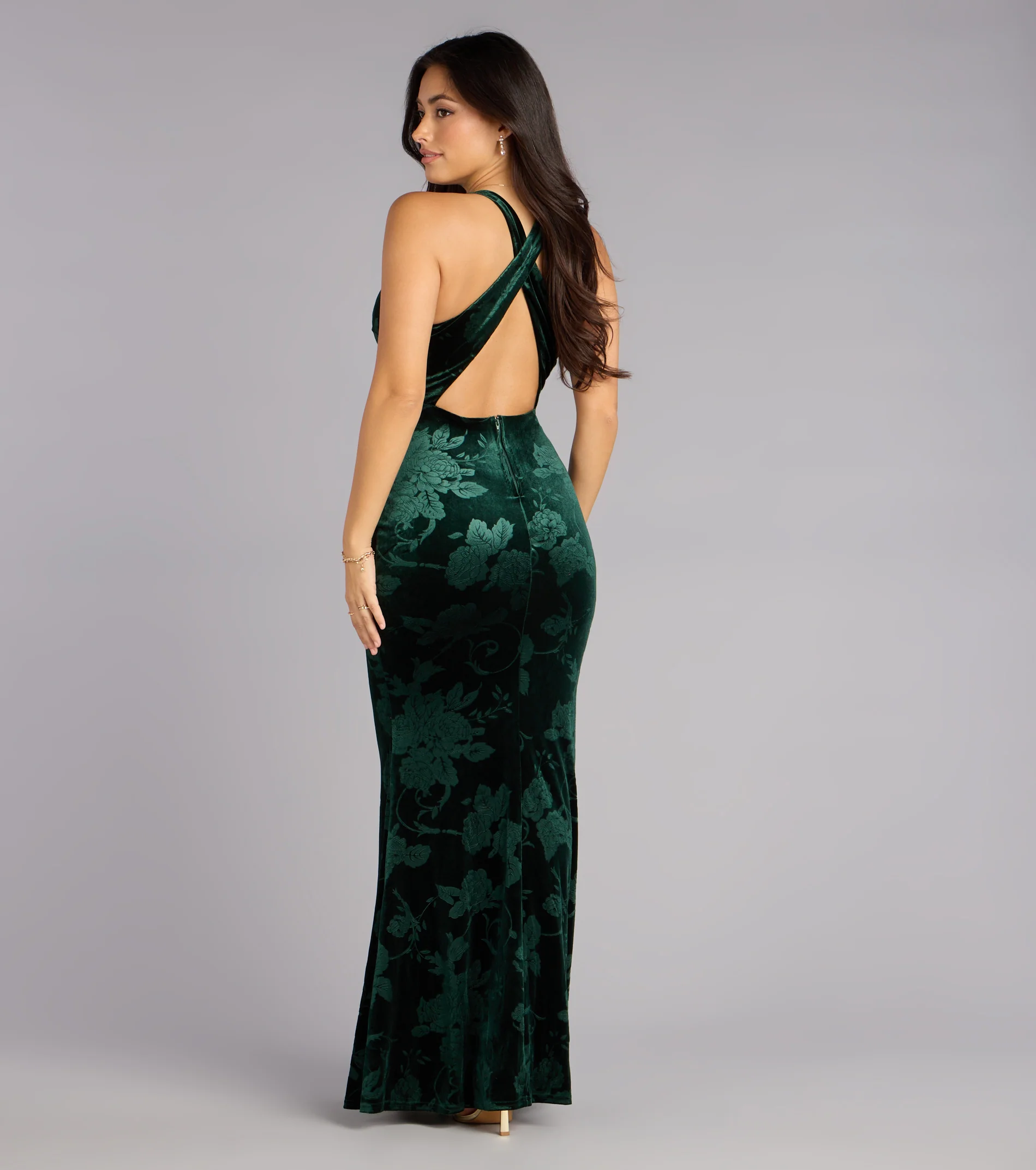 Miriam Floral Velvet Mermaid Formal Dress