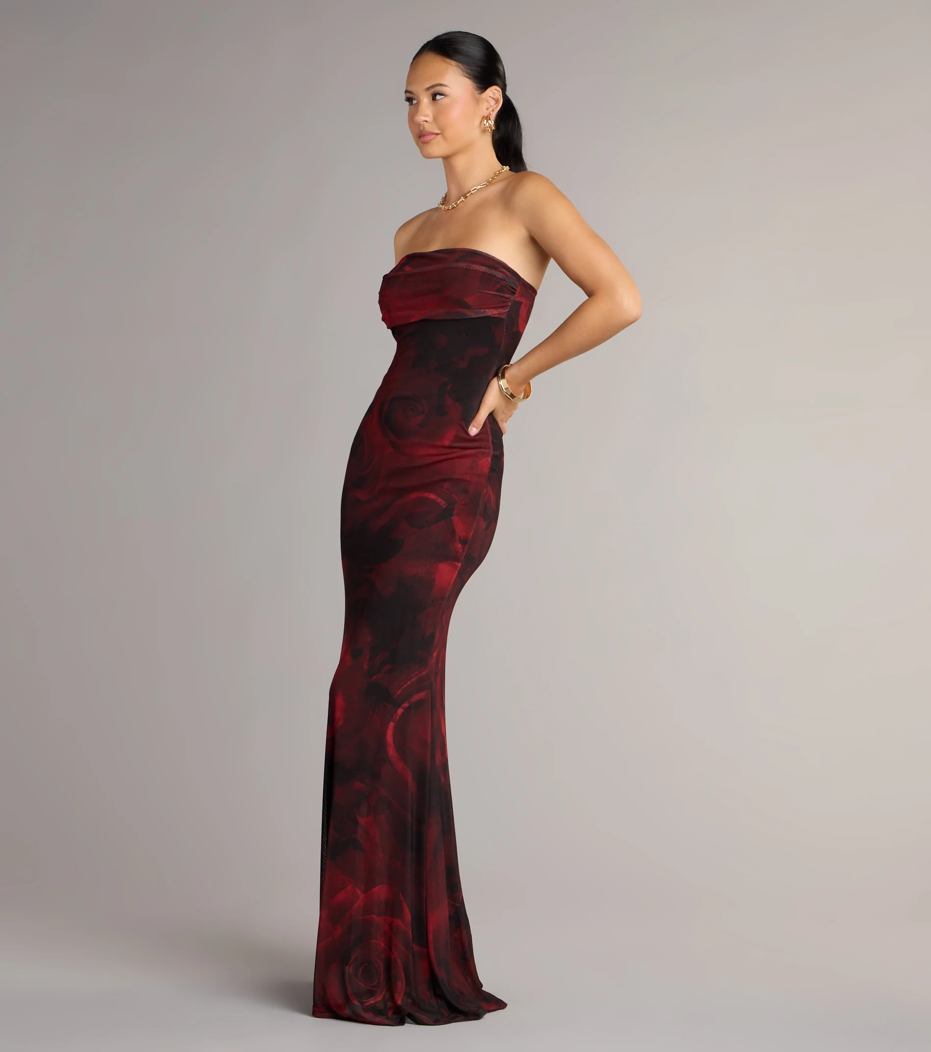 Renata Strapless Abstract Mermaid Formal Dress