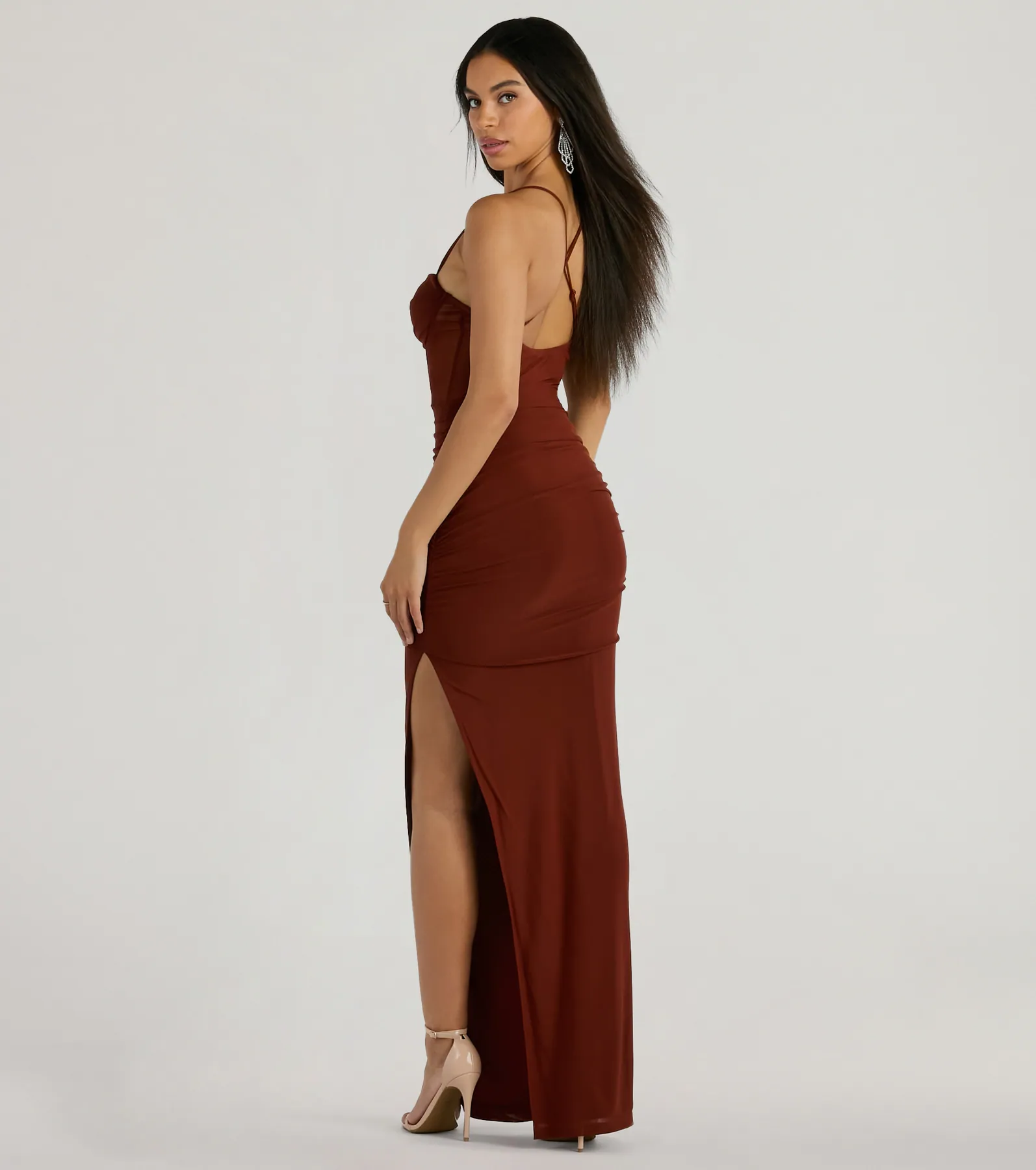 Rose Formal Mesh Corset Column Dress