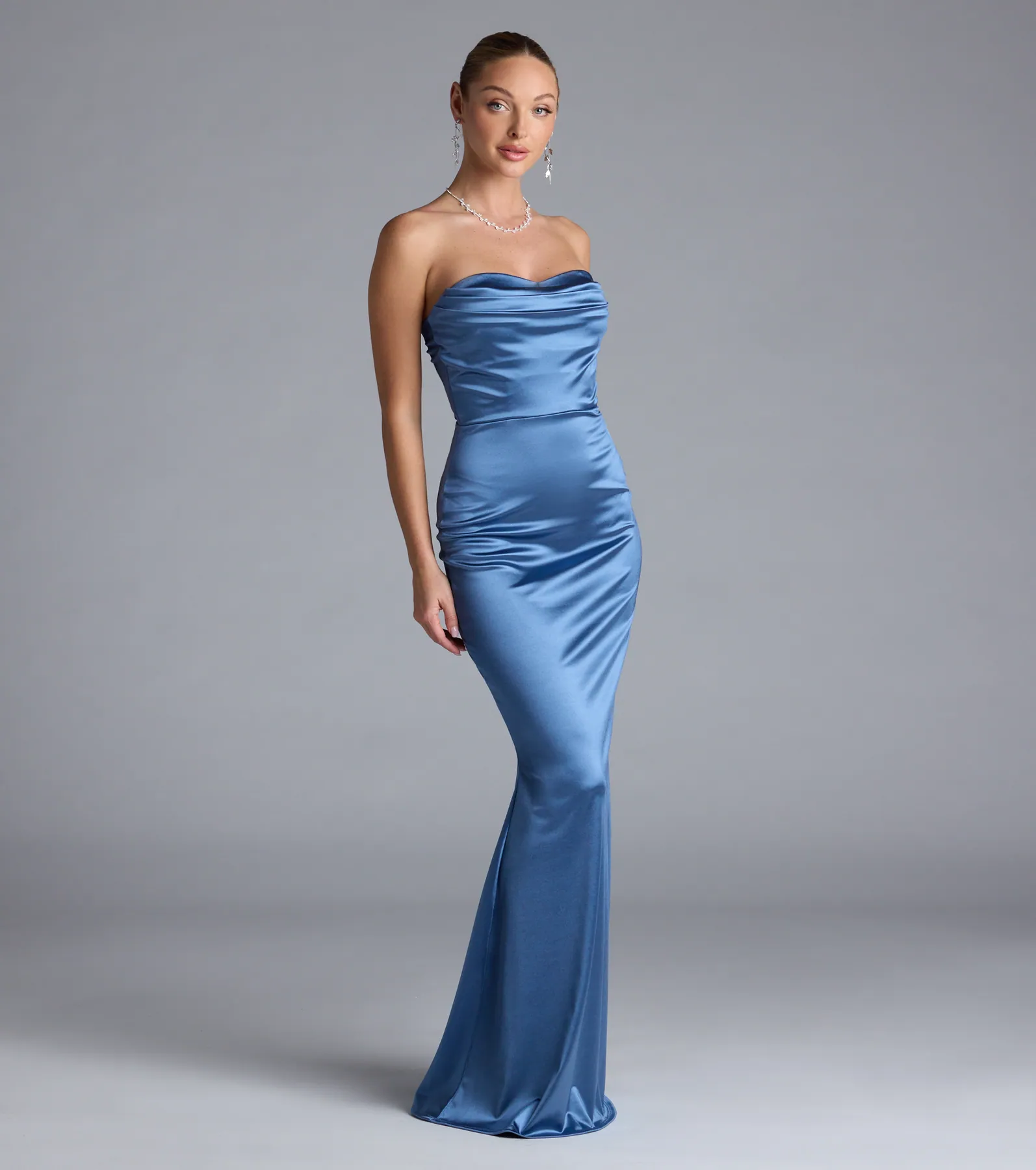 Priscilla Formal Satin Strapless Mermaid Dress