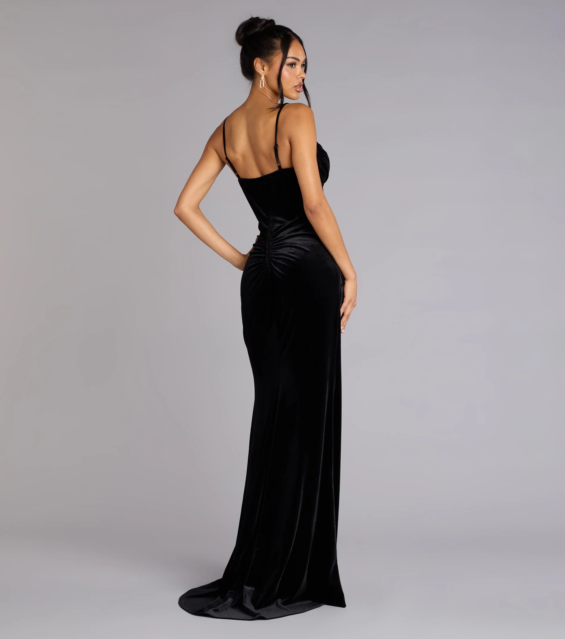 Fia Sleeveless Velvet Wrap Corset Mermaid Dress