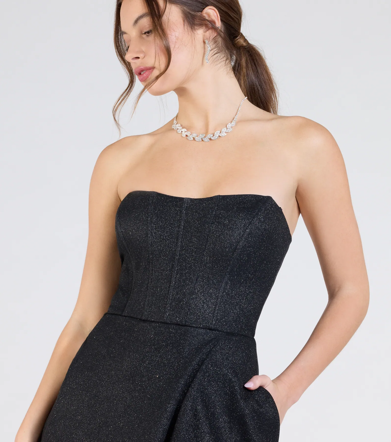 Charlotte Strapless Corset A-Line Glitter Formal Dress