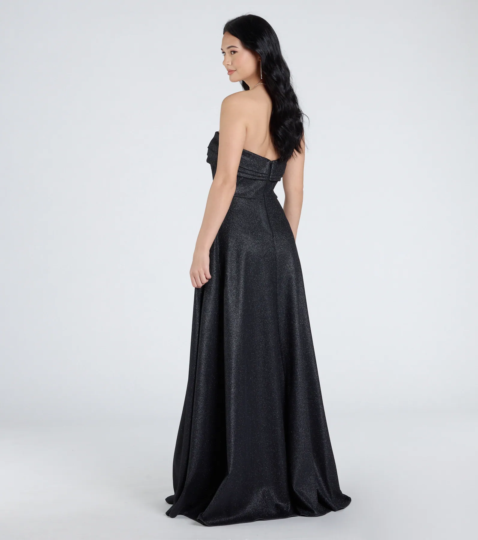 Peyton Strapless Slit A-Line Glitter Formal Dress