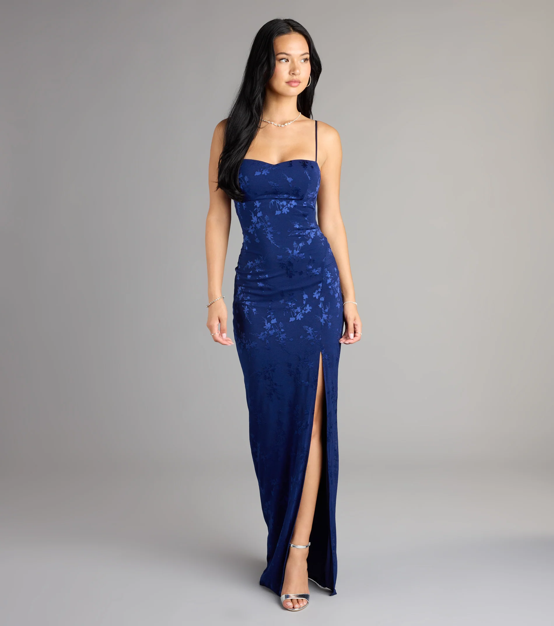 Gabriella Floral Embroidered Tie Back Formal Dress