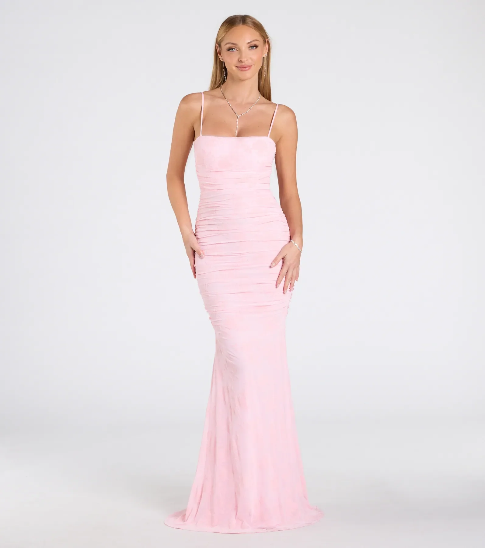 Jaymie Tie-Back Floral Velvet Mermaid Formal Dress