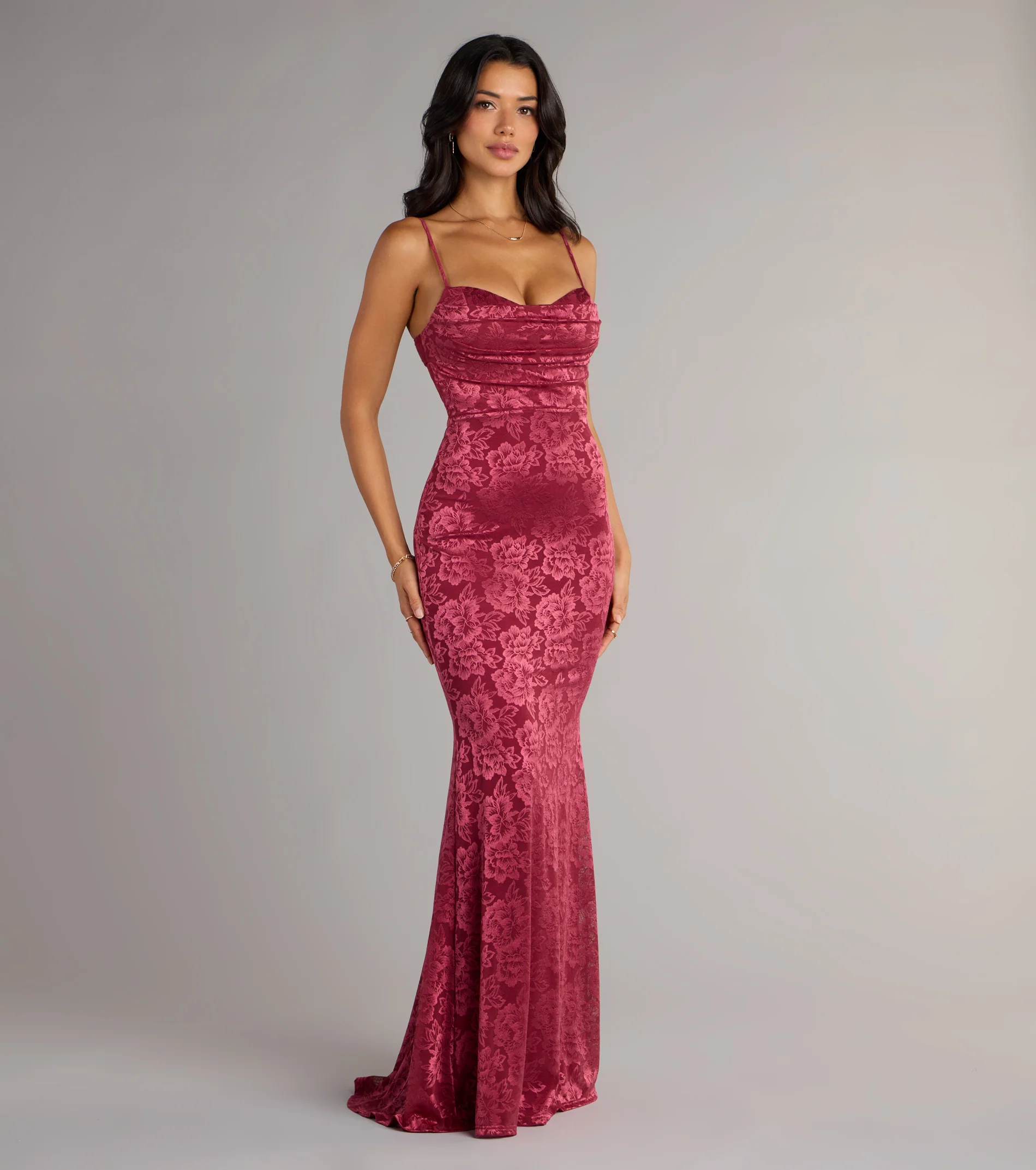 Haisley Open Back Floral Lace Mermaid Dress