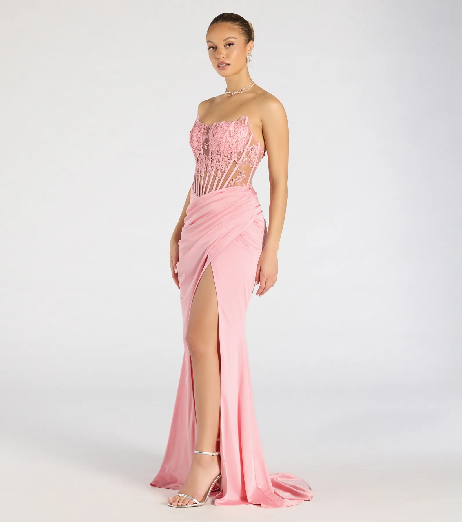 Shayla Strapless Corset Lace Formal Dress