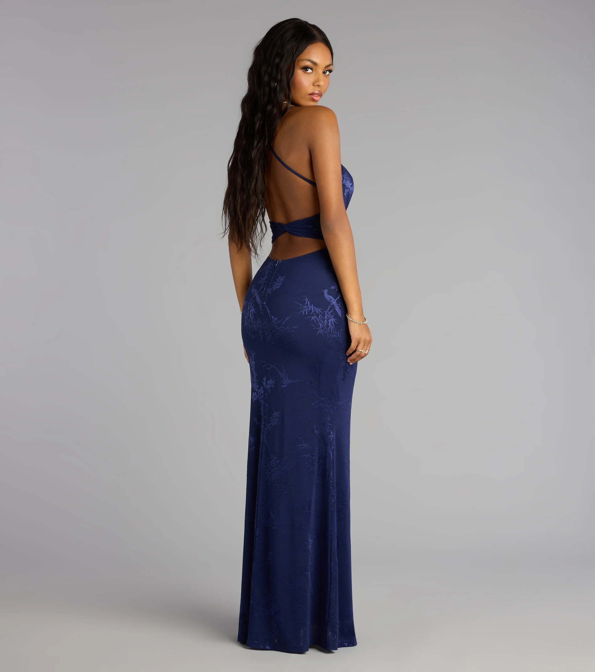 Elaine Jacquard Mesh Mermaid Dress